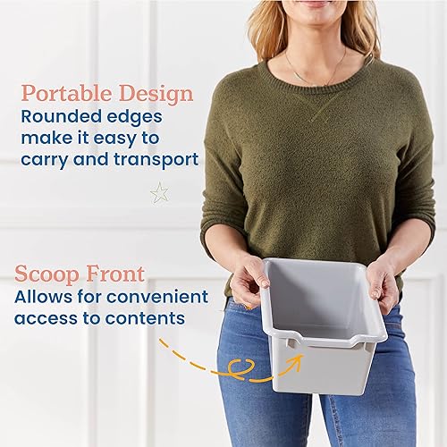 Miniatura 4 de ECR4Kids Cubo de almacenamiento frontal con cucharada, organización multiusos, gris claro, 20 piezas