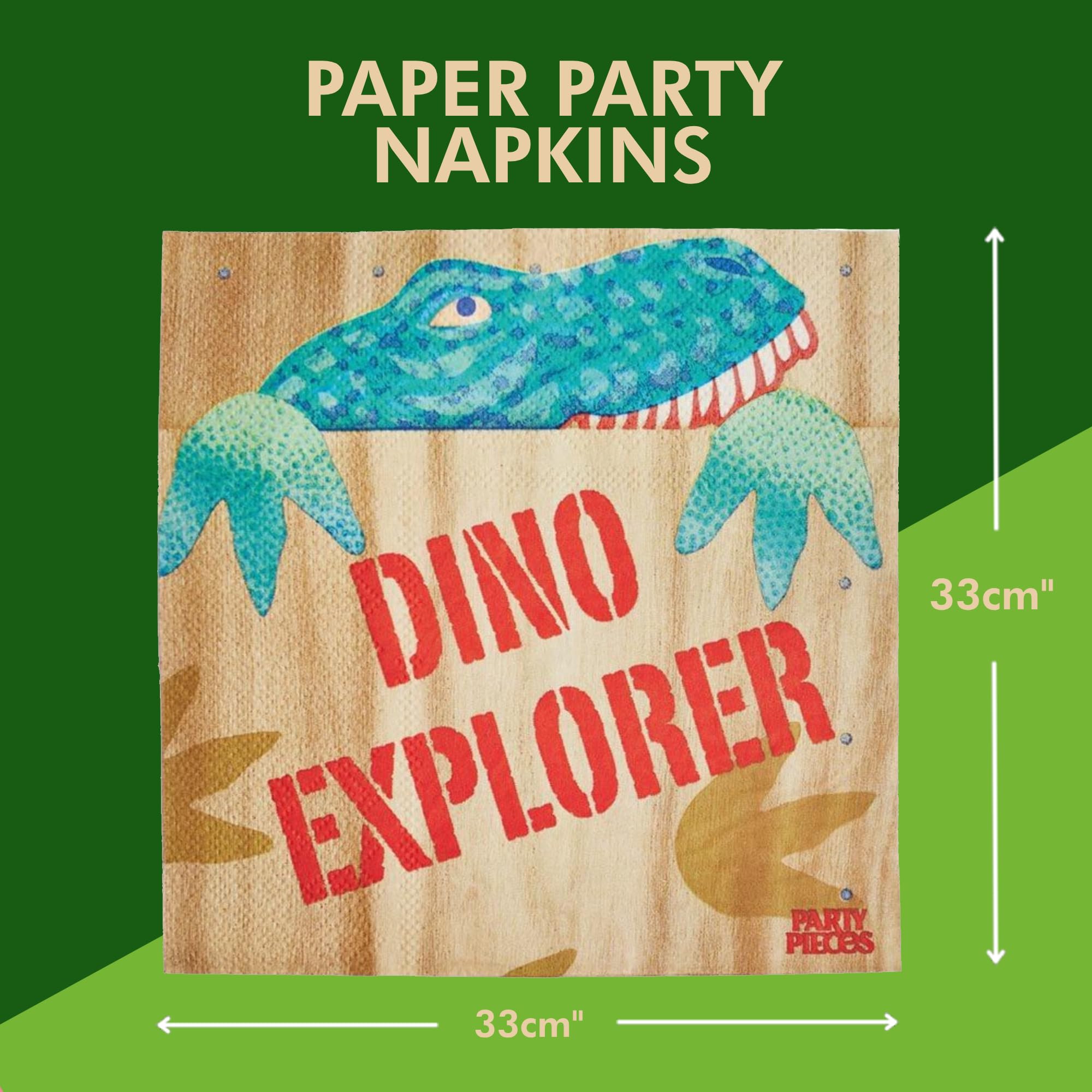16PCS Dinosaur Explorer Paper Party Napkins - 33X33CM Colourful Party Decorations & Supplies for Kids' Birthday Parties - Image 2