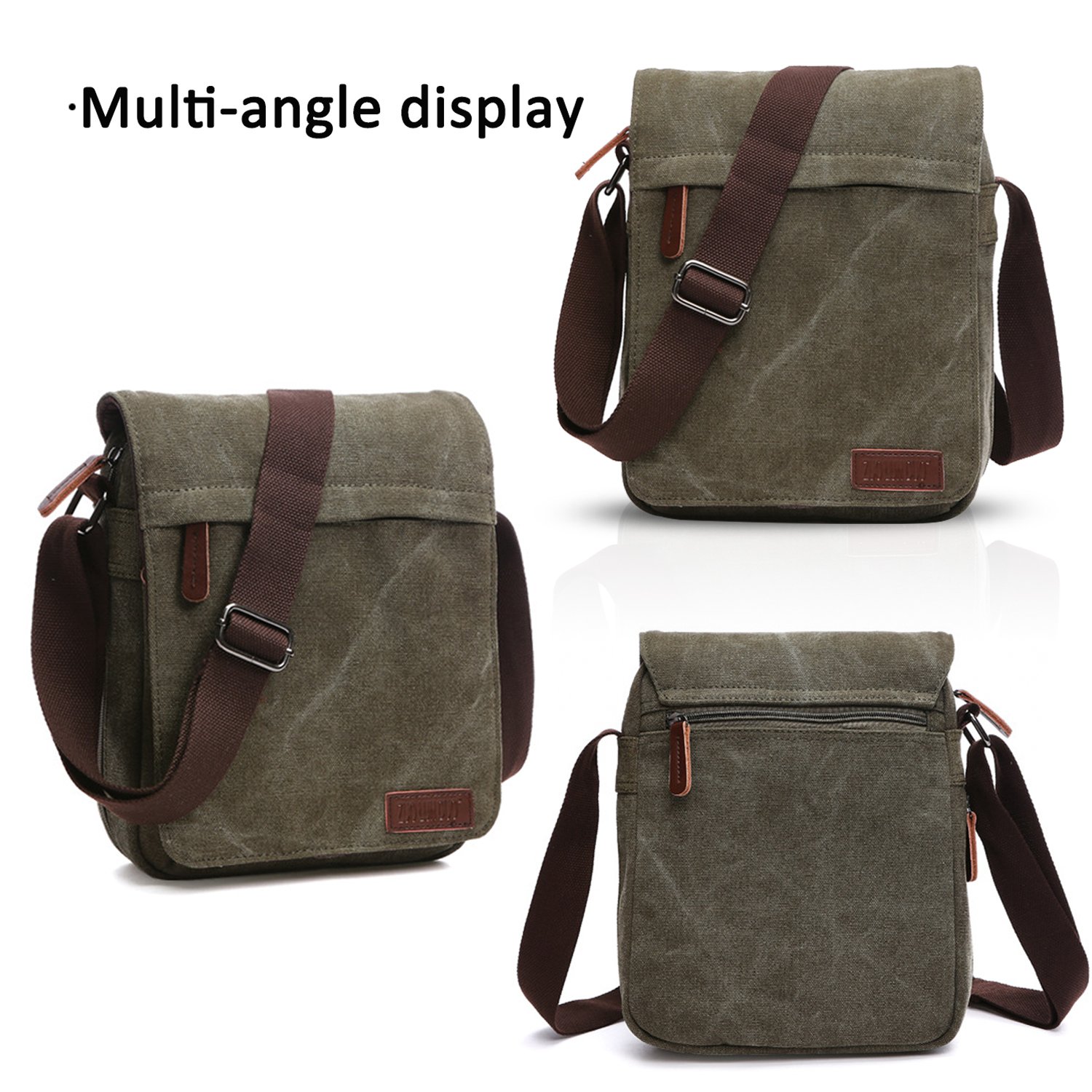 FANDARE New Borsa a Tracolla Uomo Affari Studente Viaggio Portatile Crossbody Bag Grande Capacità Multi-pocket Traspirante Tela