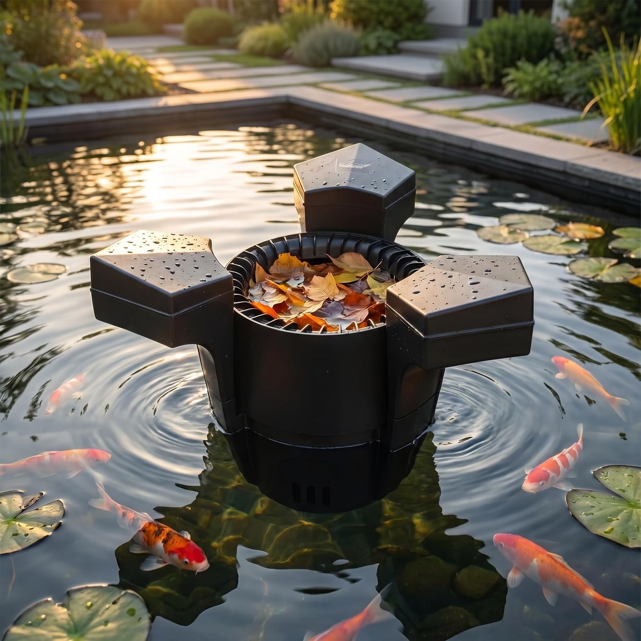 Potente Skimmer Flotante para Estanques con Bomba, Cable De 10 M, Aspiradora Eficiente para Estanques De Jardín, Limpiador Y Purificador De Plantas Acuáticas para Obtener Agua 75W