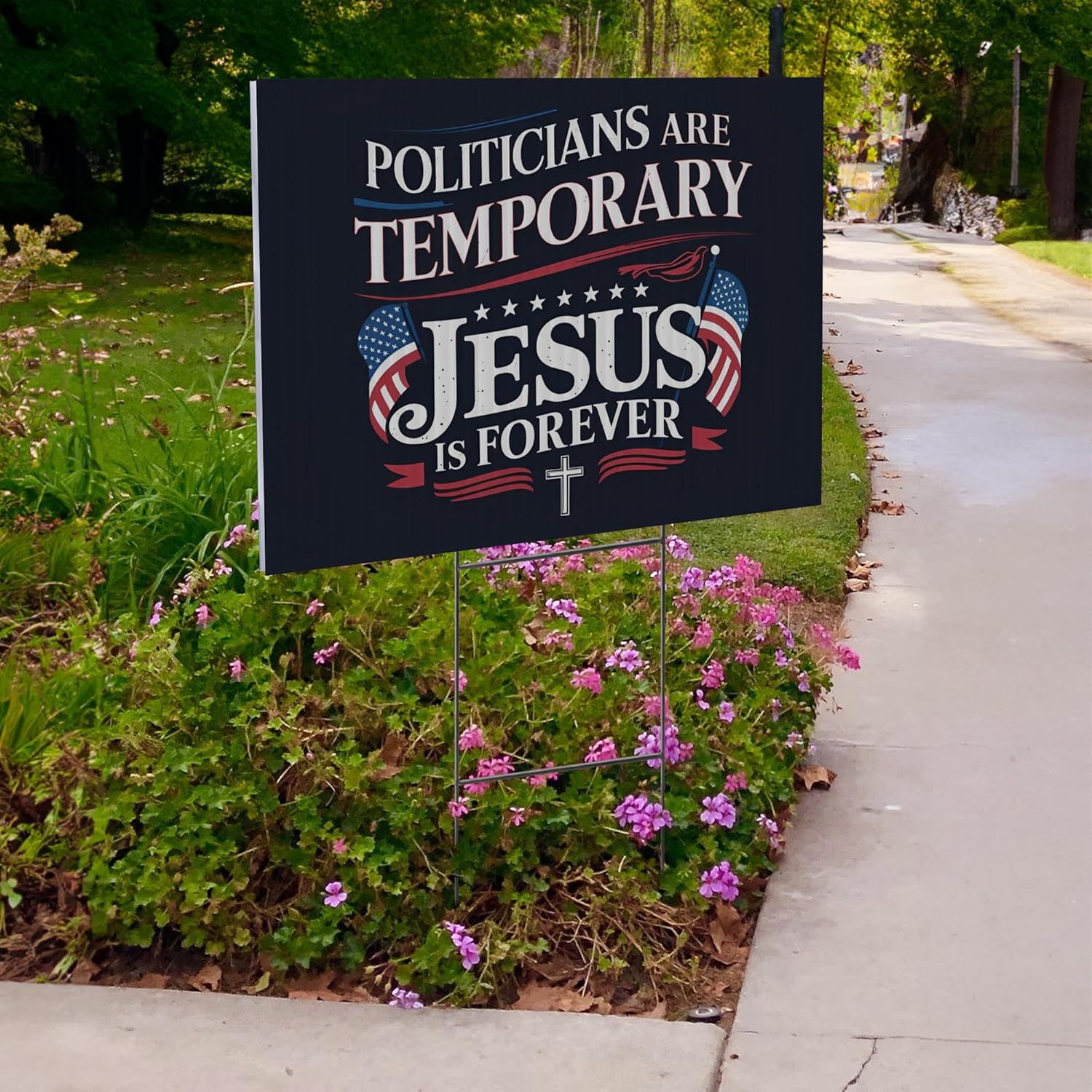 2 Pack 24"x18" 'Politicians are Temporary, Jesus is Forever' Yard Sign with Stakes, Double Sided Religous Yard Sign for Political Campaign 2024 (Design 1)