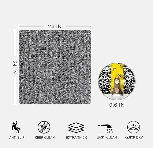 Miniatura 8 de Tapete antideslizante para bañera, tapete de baño antideslizante de 0.6 pulgadas, extra grueso, de secado rápido, tapete de ducha antideslizante,