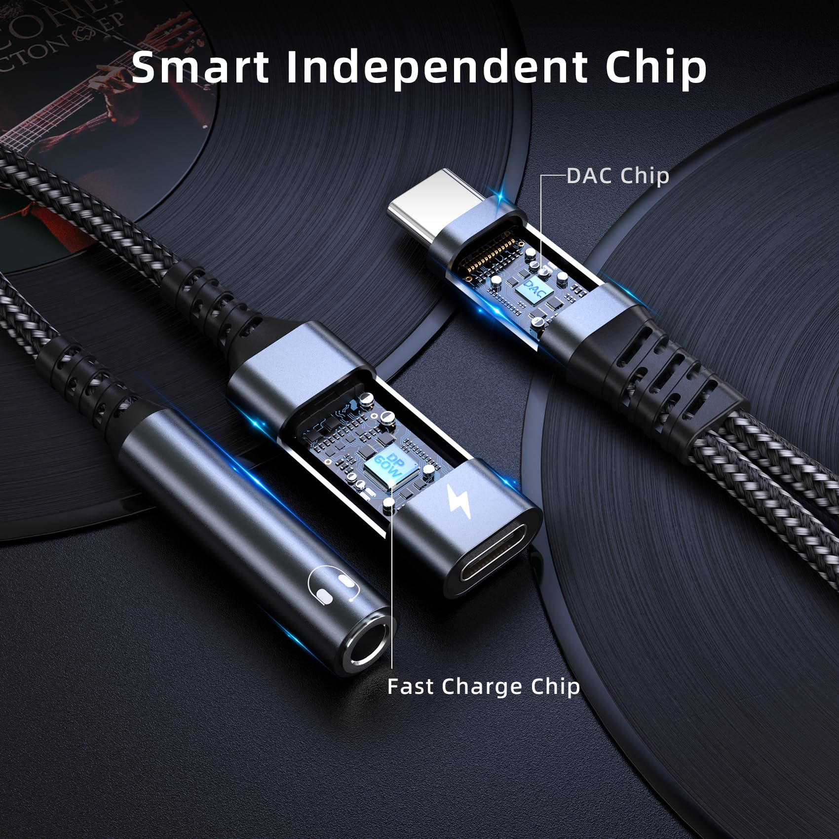 Adattatore USB C a Jack 3.5mm 2 in 1 con Ricarica Rapida PD 60W per iPhone 16/15 Pro Max Samsung S24 Ultra