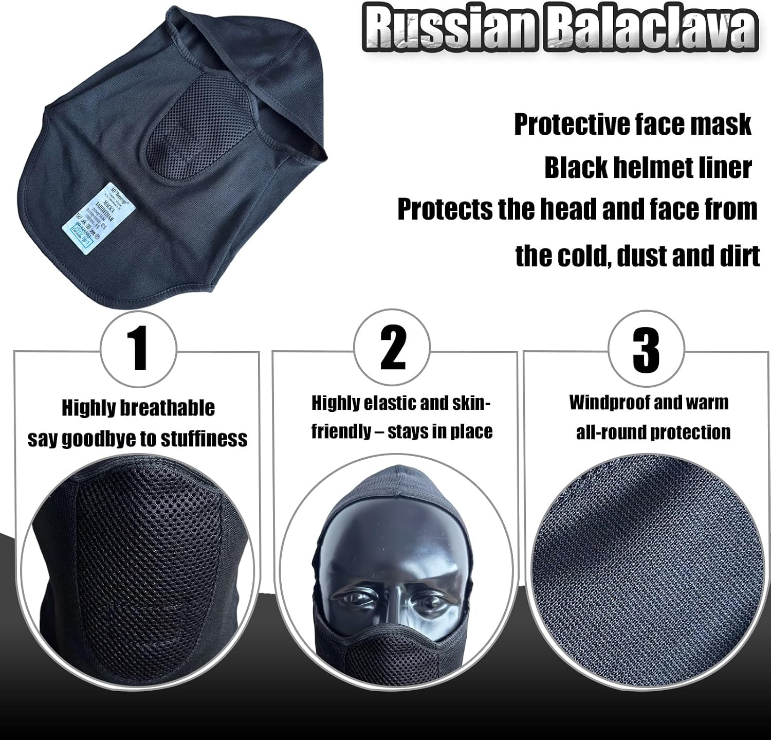 Russian Balaclava Face Mask, EMR Airsoft Full Balaclava Mesh Mouth Face Mask Windproof, for Hunting Hiking Safari