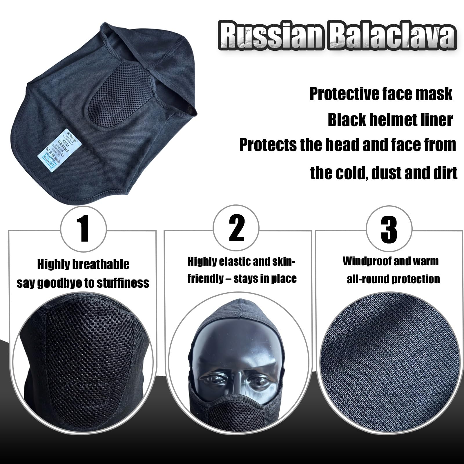 Pasamontaña Máscara Facial Rusa, Pasamontaña Completo Airsoft EMR con Boca de Malla a Prueba de Viento, para Caza Senderismo Safari