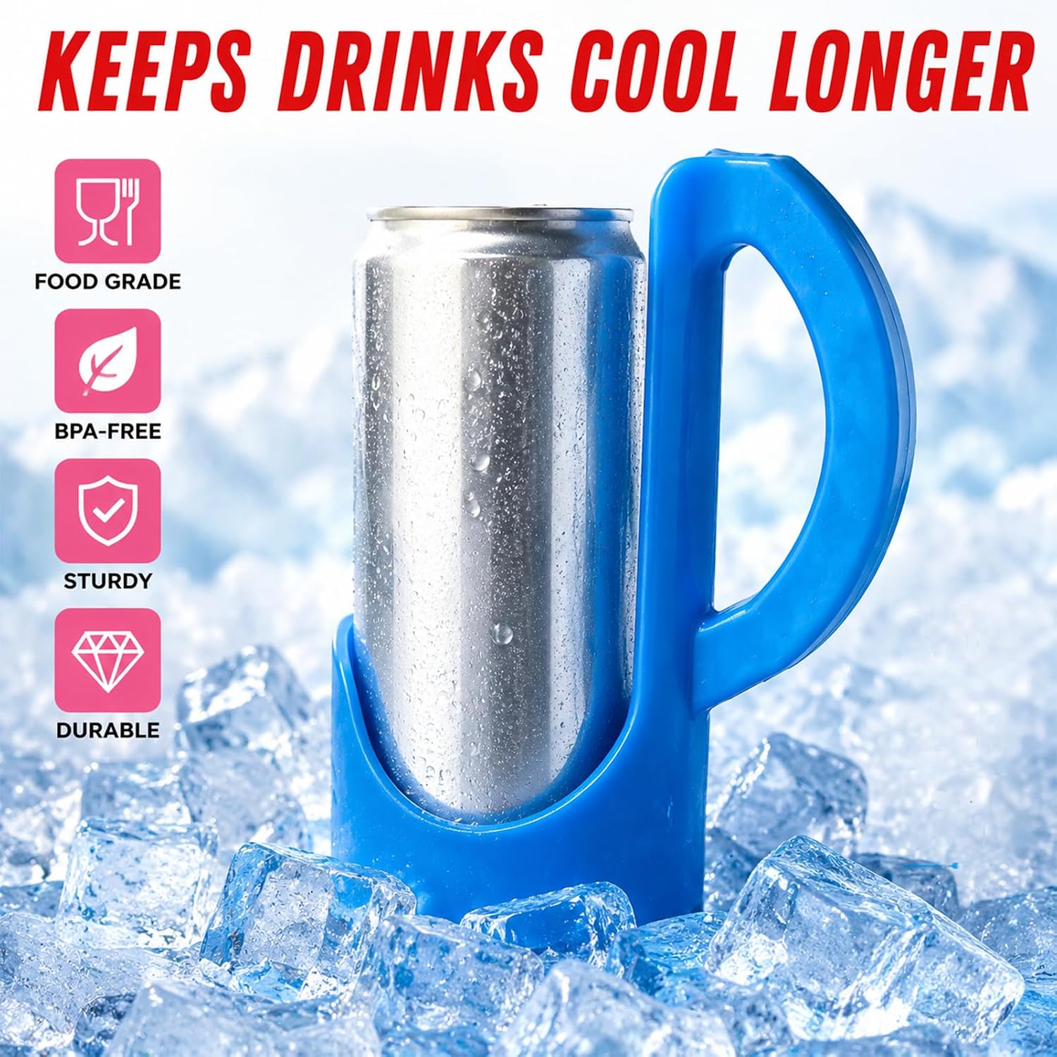 Can Holder with Handle Compatible with Alani Energy Drink 2pcs Pink Blue