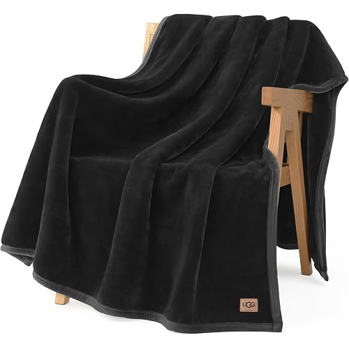 UGG Coco Throw Blanket – Soft & Cozy Plush Blanket for Couch, Perfect for Home Decor, House Warming Gifts or Luxurious Birthday Gifts for Women, 50" x 70", Black Ink