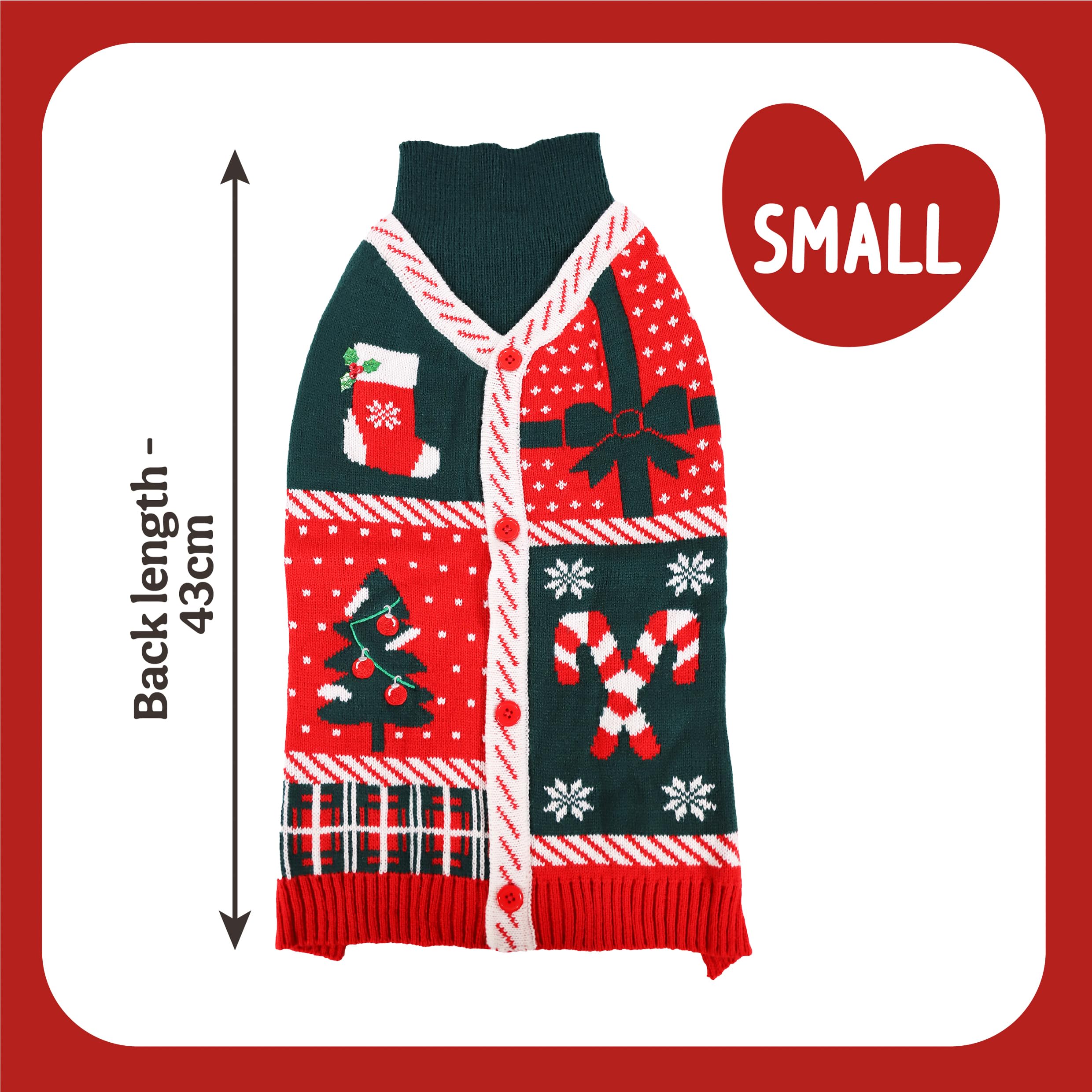 Rosewood Cupid & Comet Box for Dogs Small, Festive Dog Jumper and Candy Cane Plush Toy, Holiday Dog Present - Image 2