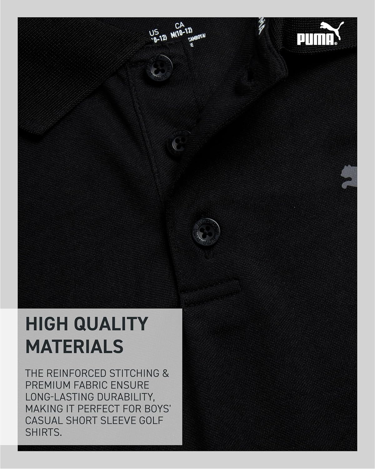 PUMA Boys Polo Shirt - Dry Fit Performance Button Closure Collared Short Sleeve Golf Polo Shirts for Boys (Sizes: 8-20) - Image 5