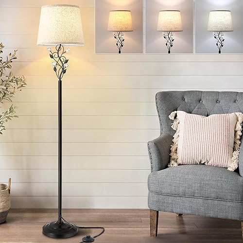 Miniatura 8 de Sheeta - Lámparas de pie de 65 pulgadas para sala de estar con bombilla LED de 3 temperaturas de color, lámpara de pie alta de granja con diseño de