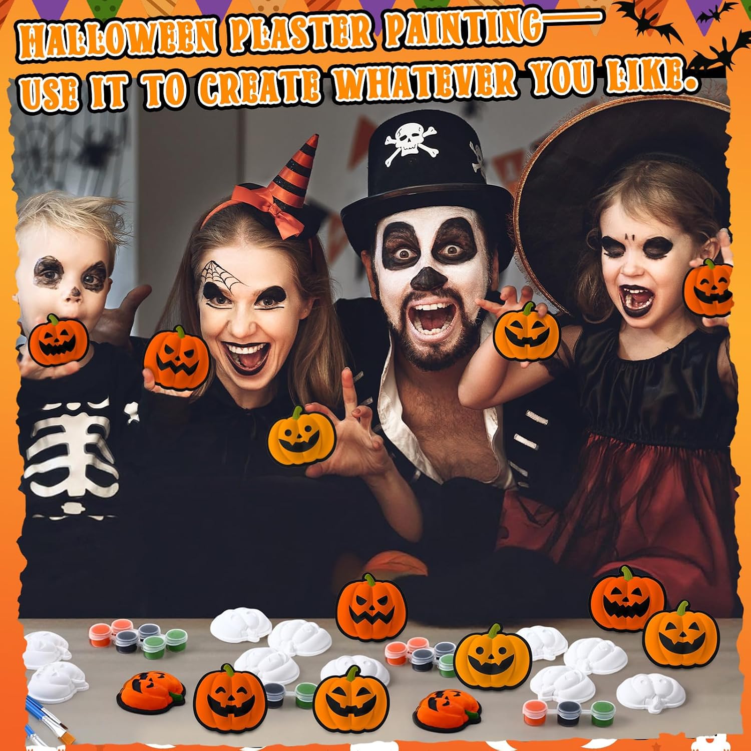Foilswirl 24 Set Pumpkin Ceramic to Paint, Halloween DIY Painting Kit