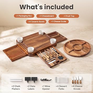 SMIRLY Charcuterie Boards Set, Large Cheese Board Set, Acacia