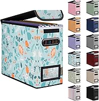 Vista 13 de Caja organizadora de archivos BALEINE con tapa, organizador de carpetas de archivos plegable con deslizador de plástico, caja de carpetas