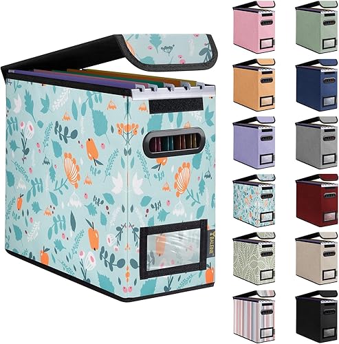 Miniatura 165 de BALEINE - Caja organizadora de archivos con tapa, organizador de carpetas plegable con riel de plástico, caja para carpetas colgantes para Gris