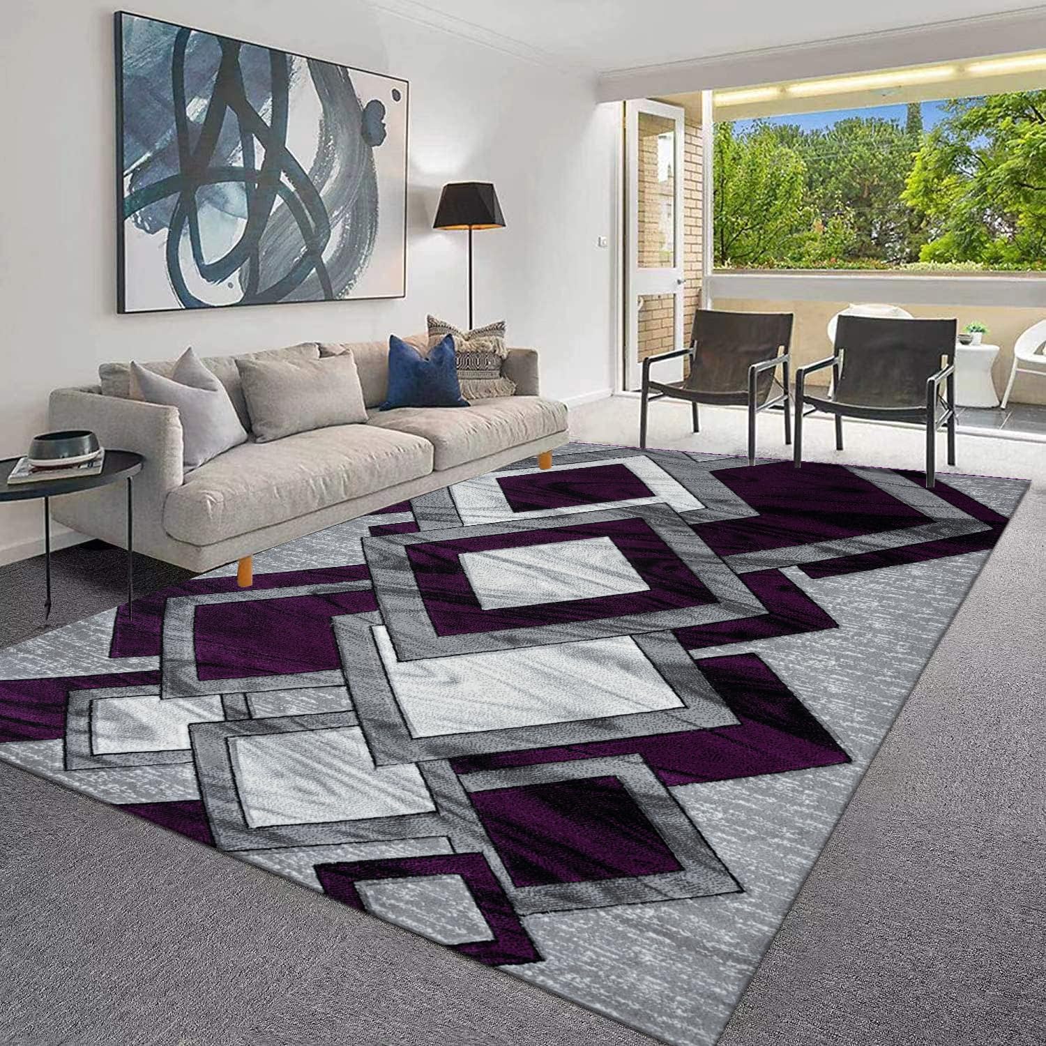 Carpet Rugs for Living Room Bedroom Rug - Modern Style Abstract Sturdy Soft Rugs For Bedroom Large Area Rug - Purple, 160 x 230 cm