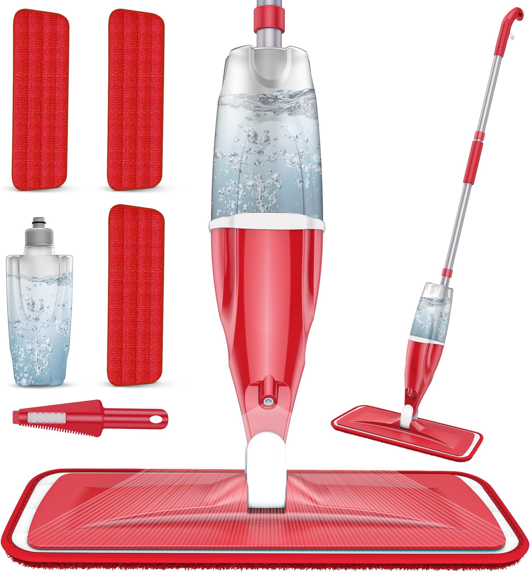 Spray Mops for Cleaning Floors - EXEGO Microfibre Floor Mops with 3 Reusable Washable Pads 1 Refillable Bottle - Dry Dust Mop for Laminate Tile Wood Hardwood Vinyl - Home Commercial Mop