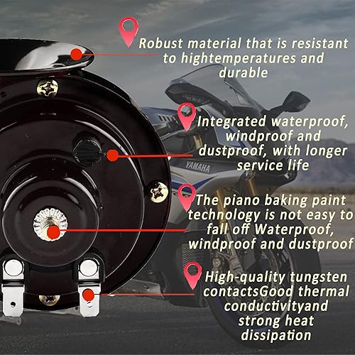 Miniatura 3 de Paquete de 2 bocinas de aire de caracol ruidosas para seguridad con cubierta impermeable y a prueba de polvo, bocina de tren universal de doble tono
