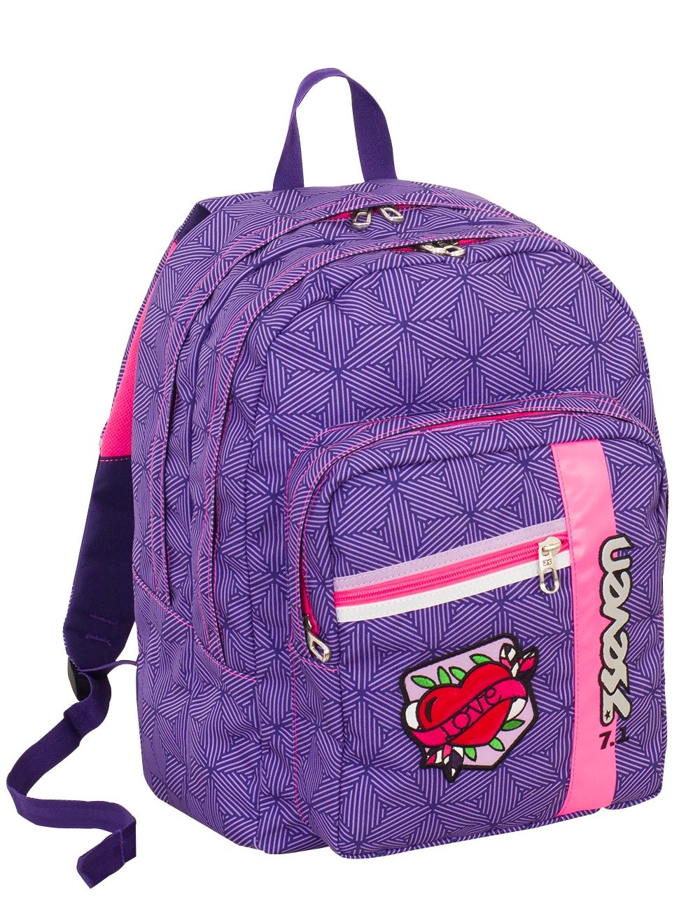 zaino scuola grande rebelle per ragazze in violetto con battersia