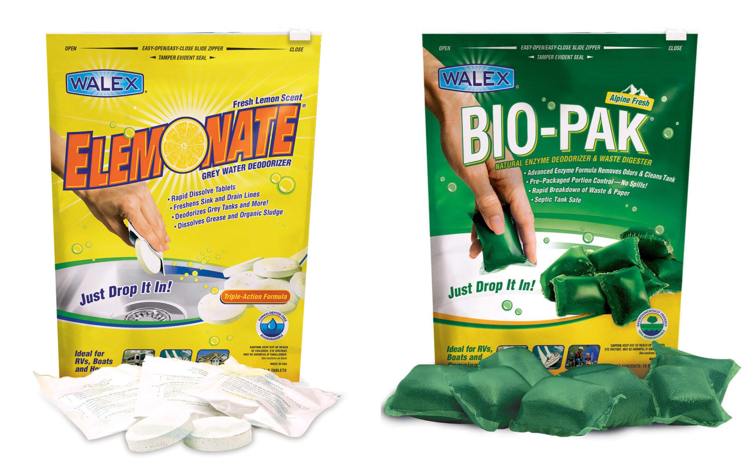 Bio-Pak ELEMBG-BIOPPBG Black Water / Elemonate Gray Water Holding Tank Toilet Treatment Deodorizer Drop Ins Combo Pack