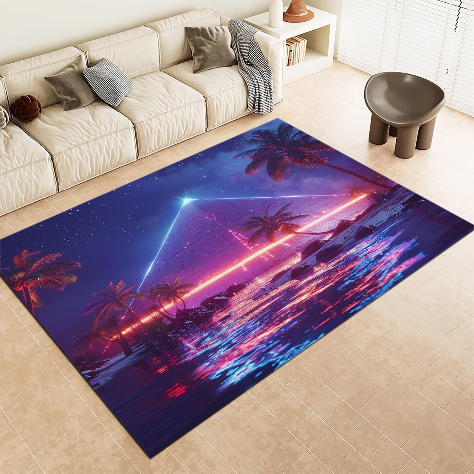 Tappeto Camera da Letto 140 x 200 cm Piramide di costruzione del gioco Tappeto Salotto Antiscivolo per Soggiorno Camera da Letto Cameretta, Moderno Tappeto Lavabile in Lavatrice