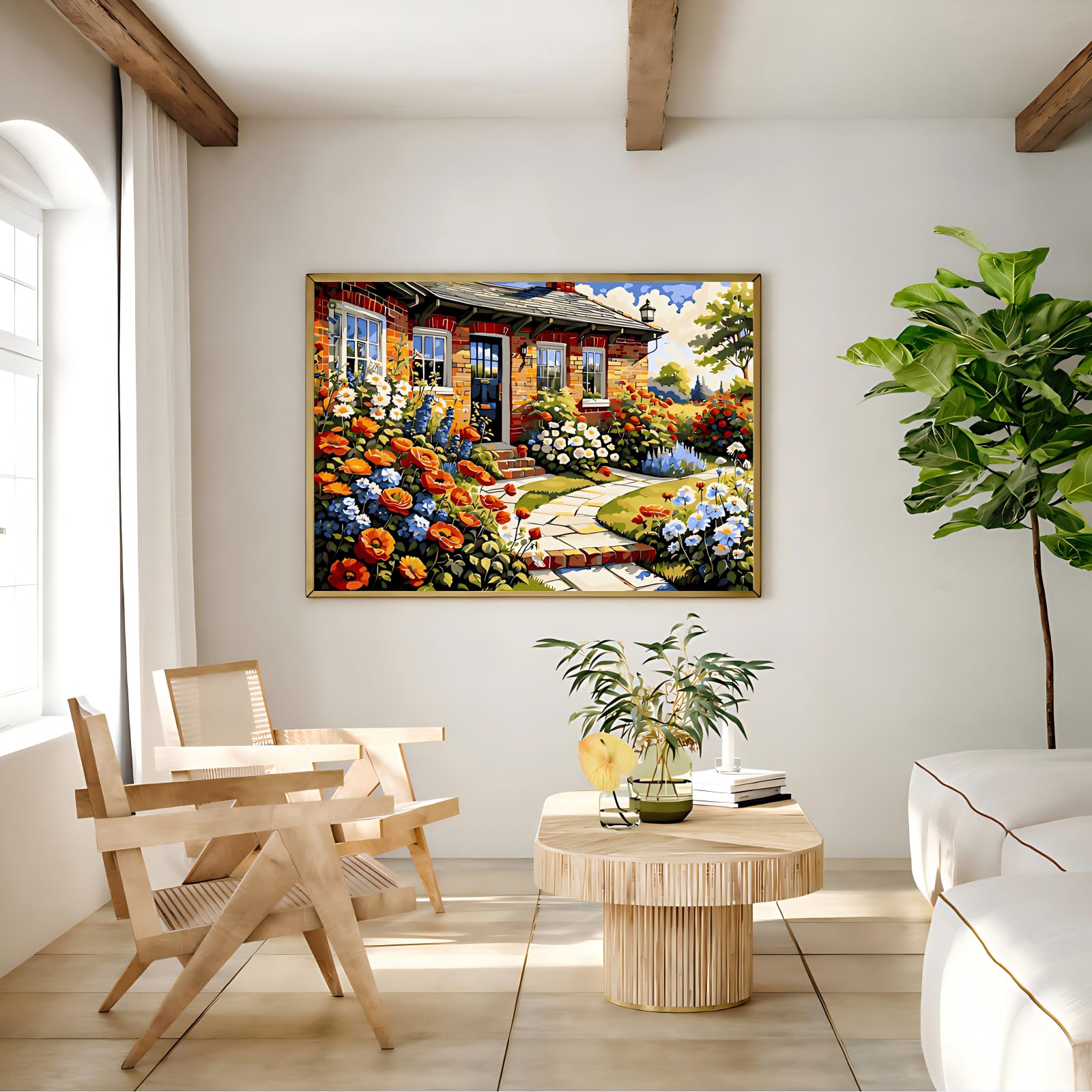 QIUQI Peinture Numero Adulte, Tigre Kits de Peinture au Numéro pour Débutants, Paint by Numbers for Adults Animal avec Pinceaux et Pigment 40x50 cm (sans Cadre