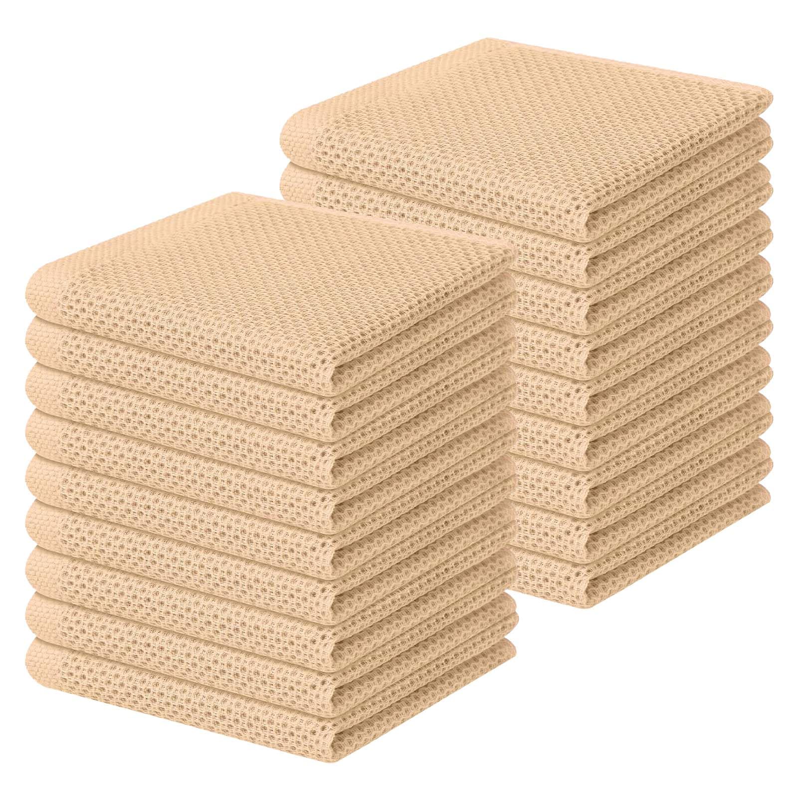 Homaxy 100% Cotton Waffle Weave Kitchen Dish Cloths 18-Pack, Apricot
