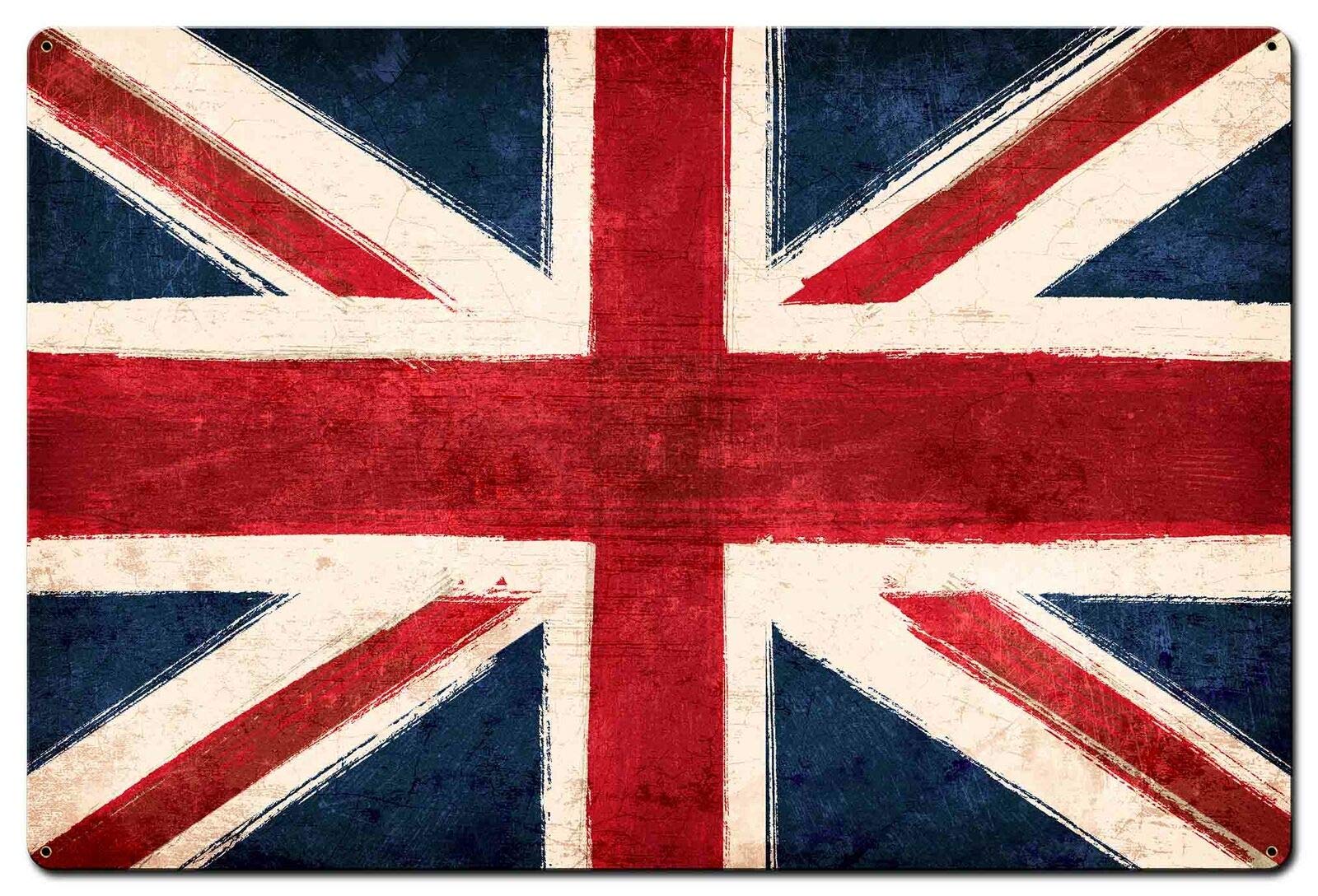 Kueprae A295 Vintage Sign Union Jack Flag Metal Sign Wall Decor 8X12 Inch