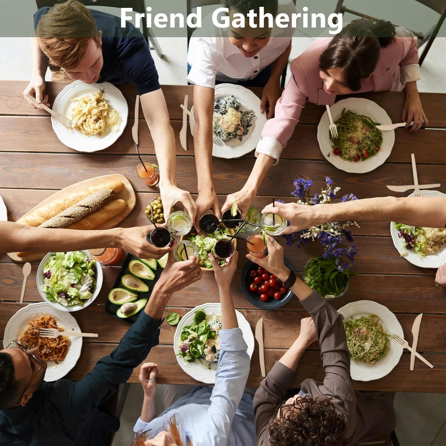 Disposable Silverware Bulk Heavy-Duty 150 Pcs, Compostable Forks, Spoons and Knives, Disposable Cutlery Set, Biodegradable Eating Utensils for Party, Wedding, Camping, Office Event (Light Brown) - Image 7