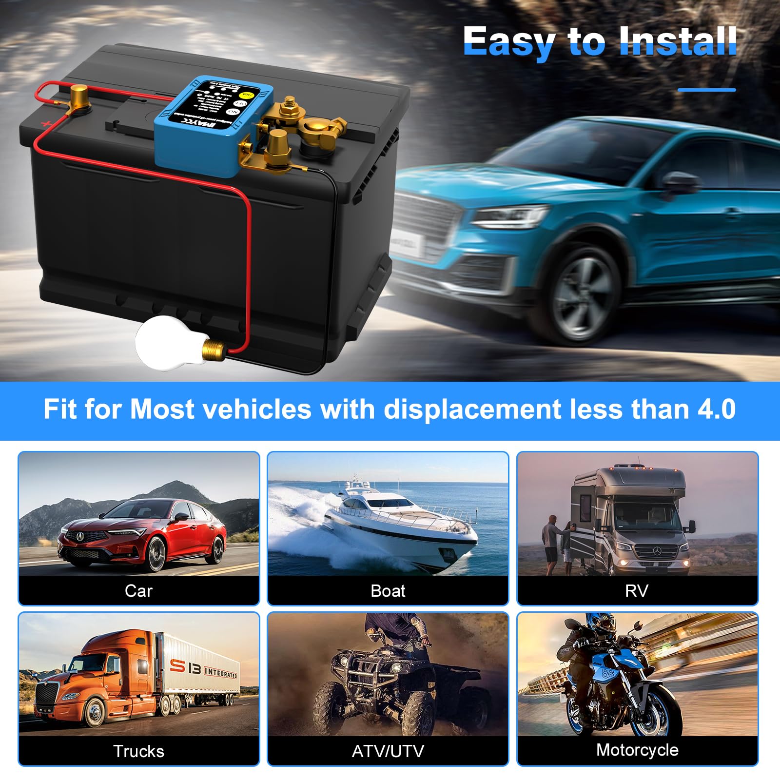 IMAYCC Coupe Circuit Batterie 12v, Coupe Batterie 240A, Circuit Voiture, Interrupteur D'arrêt Automatique pour Voiture, RV, ATV, Camion, Bateau.