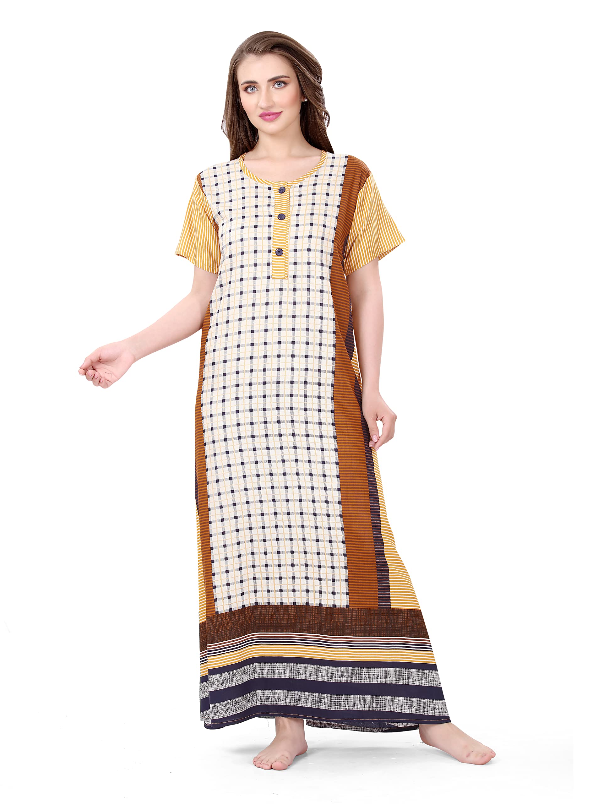 r.f. Women's Rayon Printed Nightgown Maxi Full Length 102-picture-55