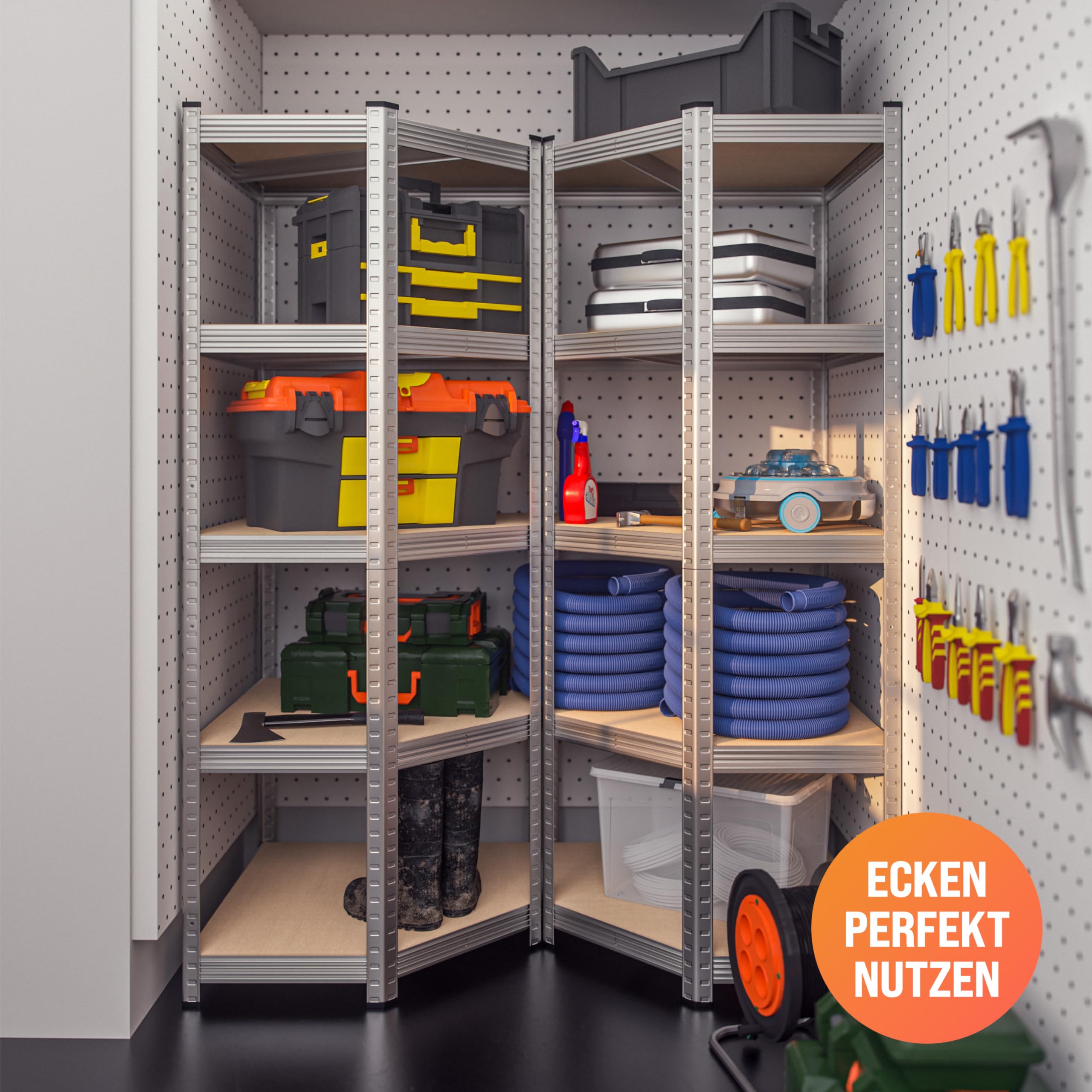 Monzana® Eckregal Lagerregal 180x70x40cm 875 kg 5 MDF-Platten Regal Schwerlastregal Kellerregal Steckregal Werkstattregal