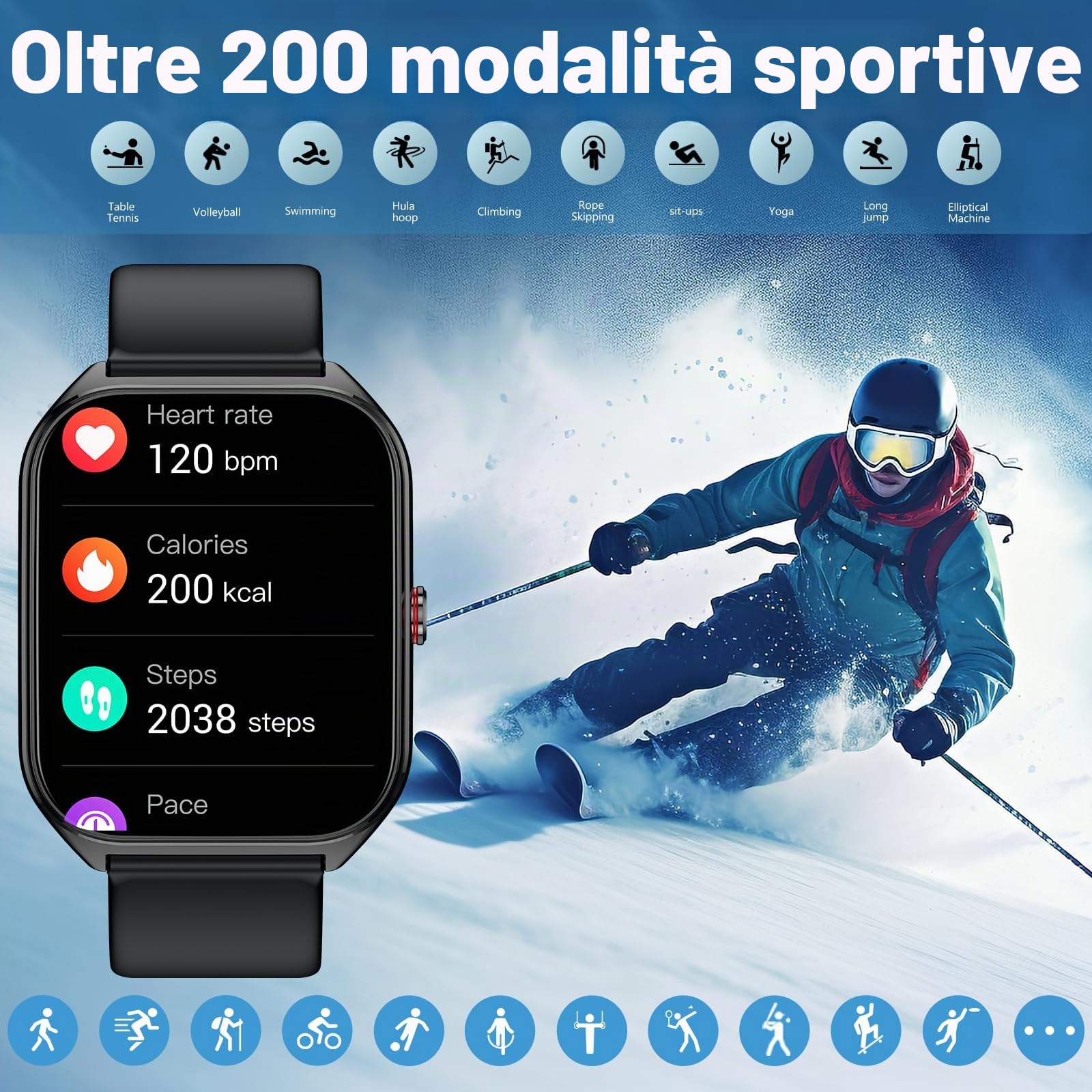 Fempoin Smart Watch per uomo e donna, oltre 100 modalità sportive, monitoraggio della frequenza cardiaca e del sonno, contapassi, smartwatch per Android iOS, smartwatch (rispondere/effettuare chiamate
