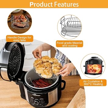 Air Fryer Replacement Parts for Ninja Foodi OP450UK OP500UK 7 in 1 7.5L Electric MAX Multi-Cooker Pressure Cooker, Stainless Steel Air Fryer Wire Rack Baking Rack Accessories, Dishwasher Safe