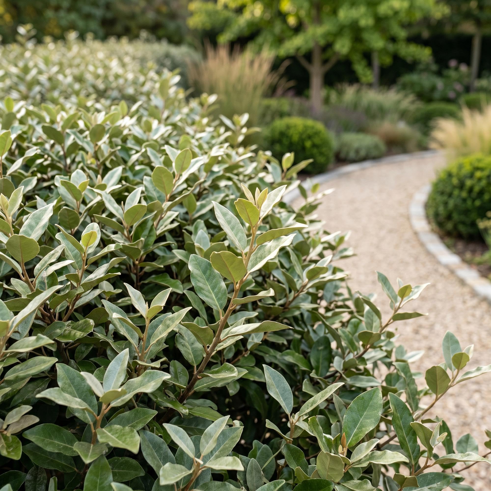 Arbusto Elaeagnus Ebbingei Compacta para Seto, Verde y Gris, Pack de 8