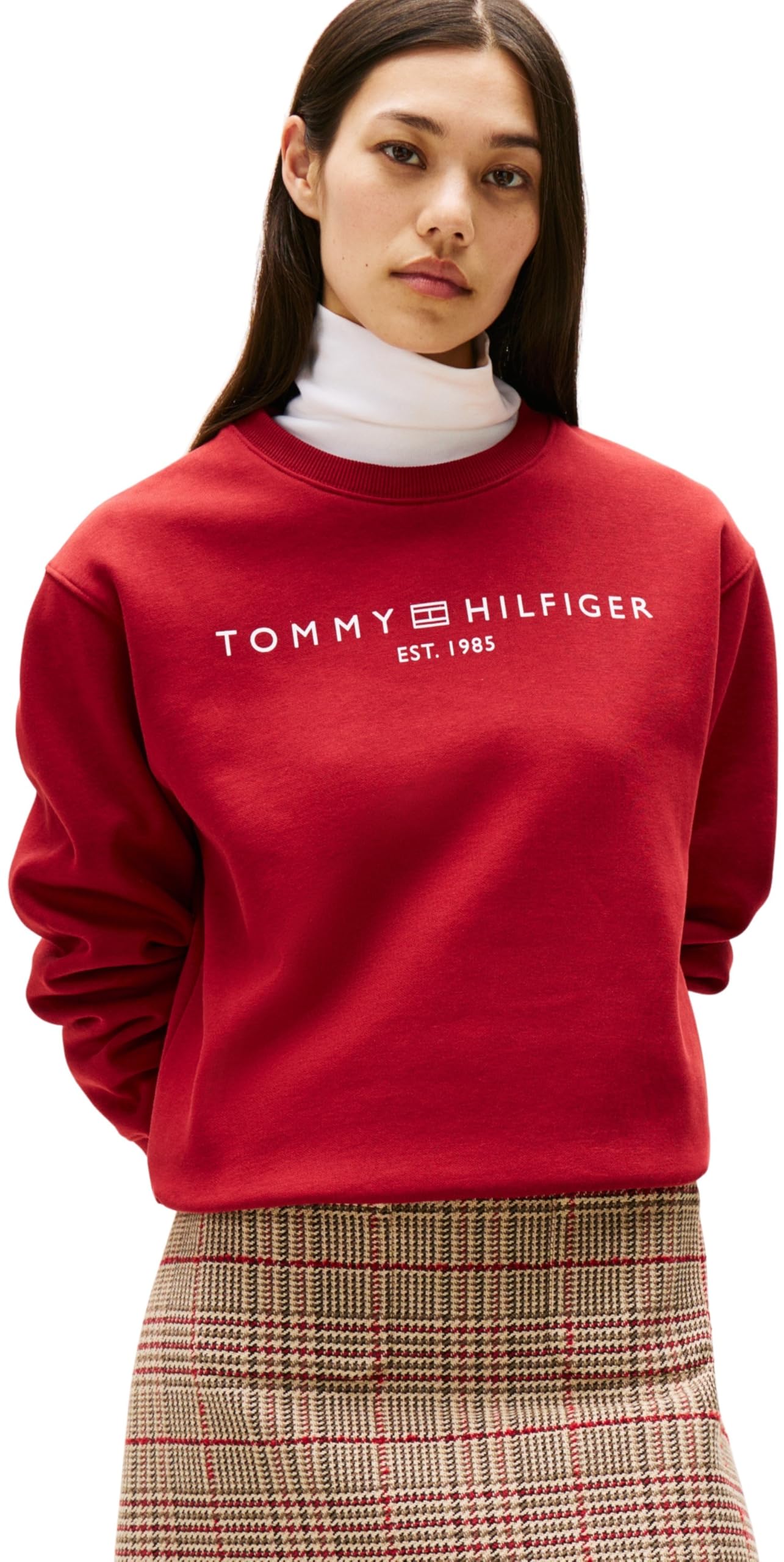 Tommy Hilfiger Women’s Sweatshirt without Hood, Red (Regatta Red), XXL