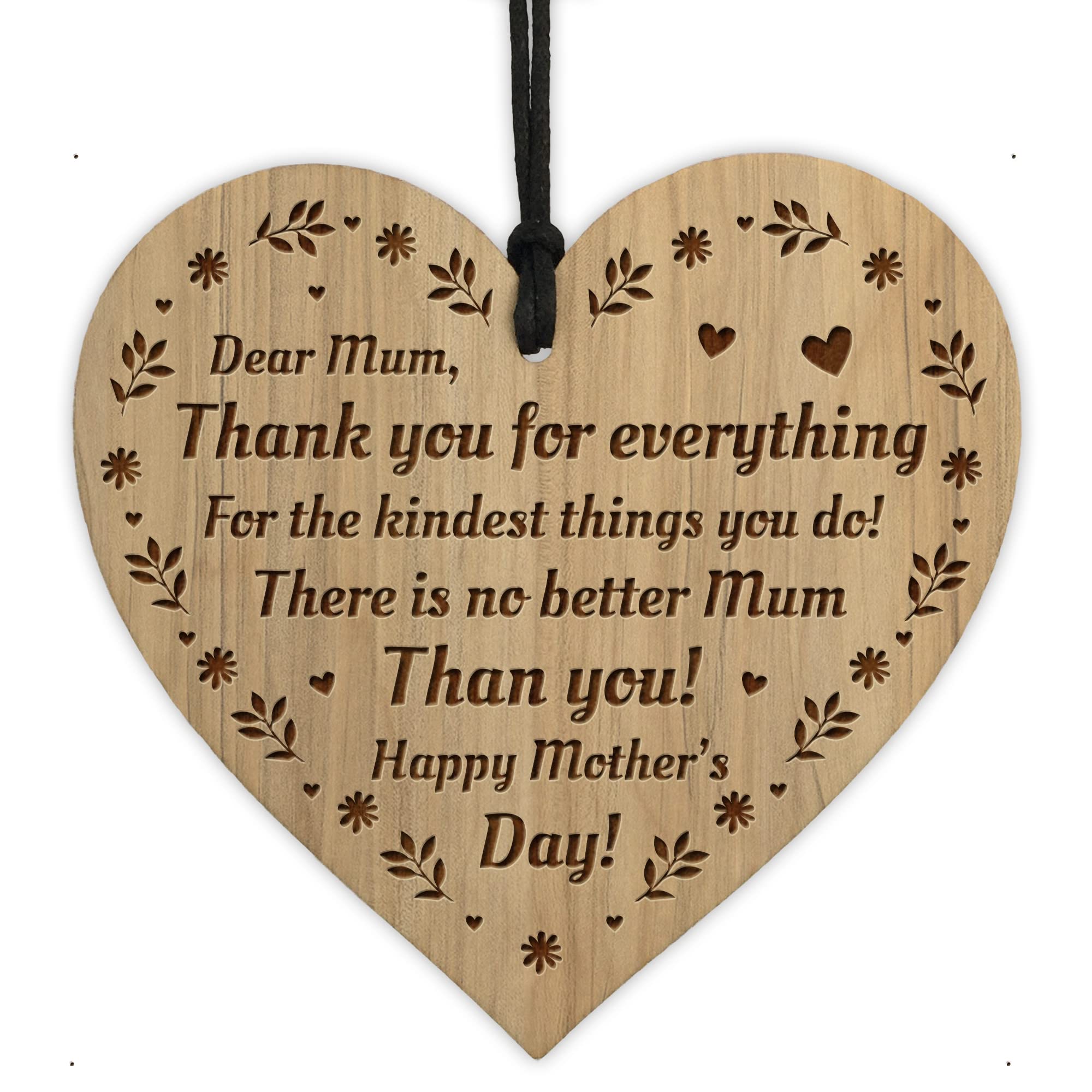 Red Ocean Mothers Day Gift For Mum THANK YOU Engraved Heart Daughter Son Gifts Keepsake