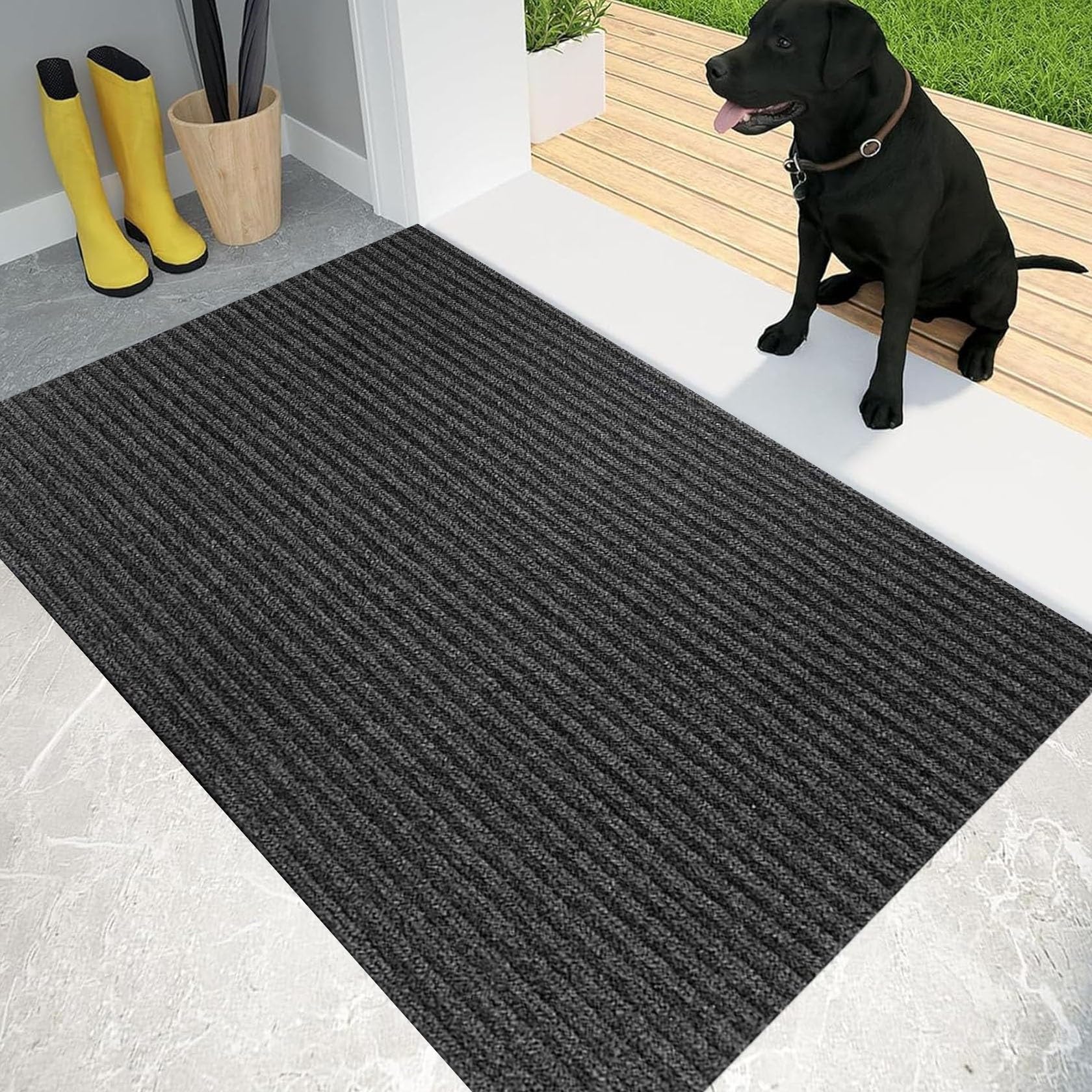 Zerbino lavabile in morbida microfibra, 85 x 75 cm, assorbente, per cani, ingresso interno, corridoio, nero, perfetto per proprietari di casa e animali domestici