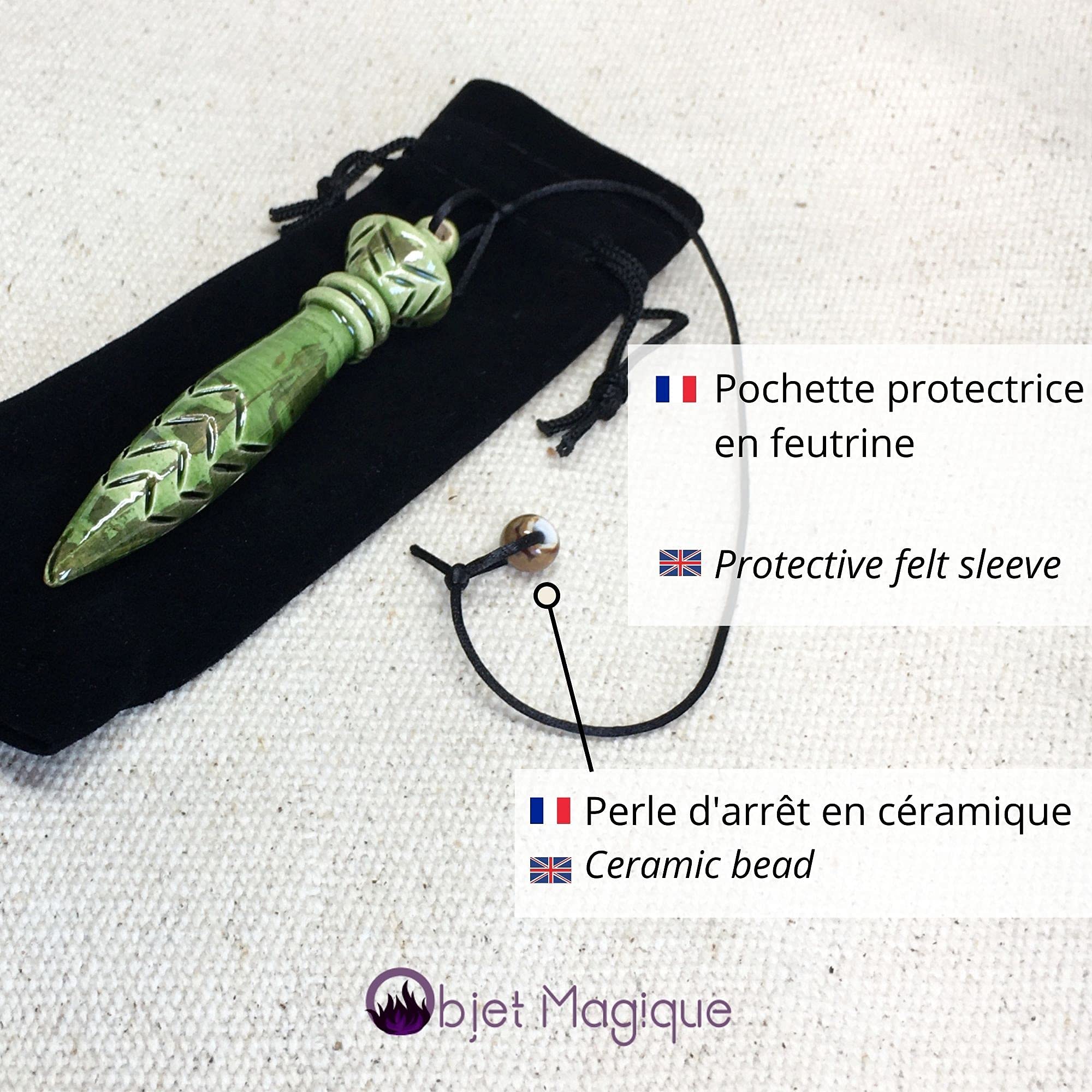 Péndulo artesanal de Thoth | Péndulo adivinatorio egipcio para radiestesia, reiki, trabajos de adivinación. Esoterismo y espiritualidad | En cerámica hecha a mano, fabricada en Francia - Vert Lotus