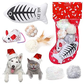 Sanlebi Christmas Stocking Cat Toys