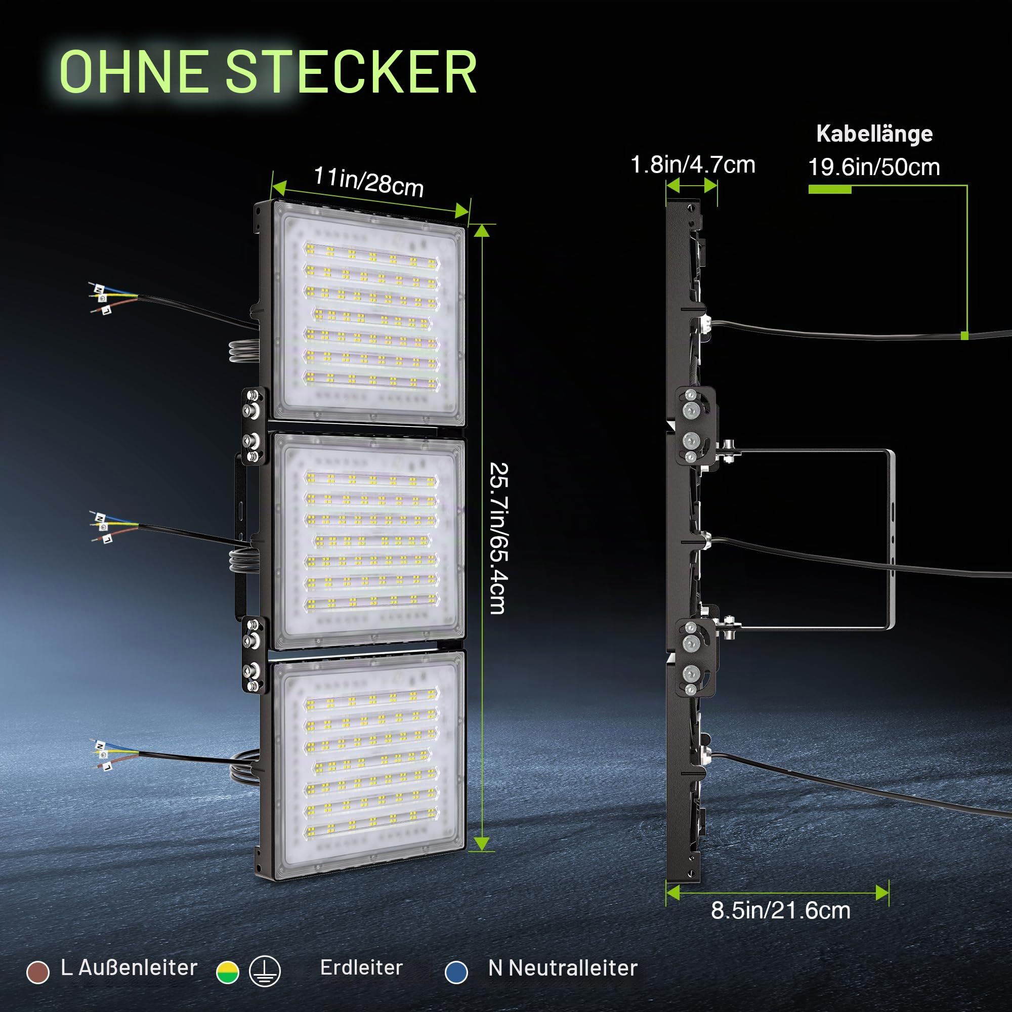 STASUN 480W 48000LM LED Strahler Außen,Superhell Flutlicht 6000K Außenstrahler,IP66 Wasserdicht Fluter für Stadien,Rennbahnen,Lagerhallen