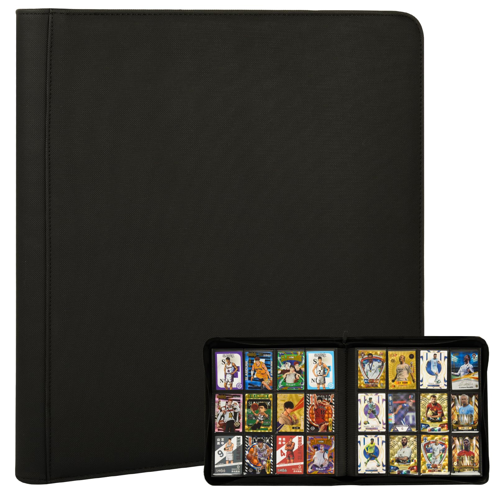 SKYHJK Card Binder-12 Pockets Trading Card Binder for Holding 480 Cards with 20 Two-Sided Pages?Compatible with Game Cards, Comic Trading Collectible Cards and Sports Cards– Black