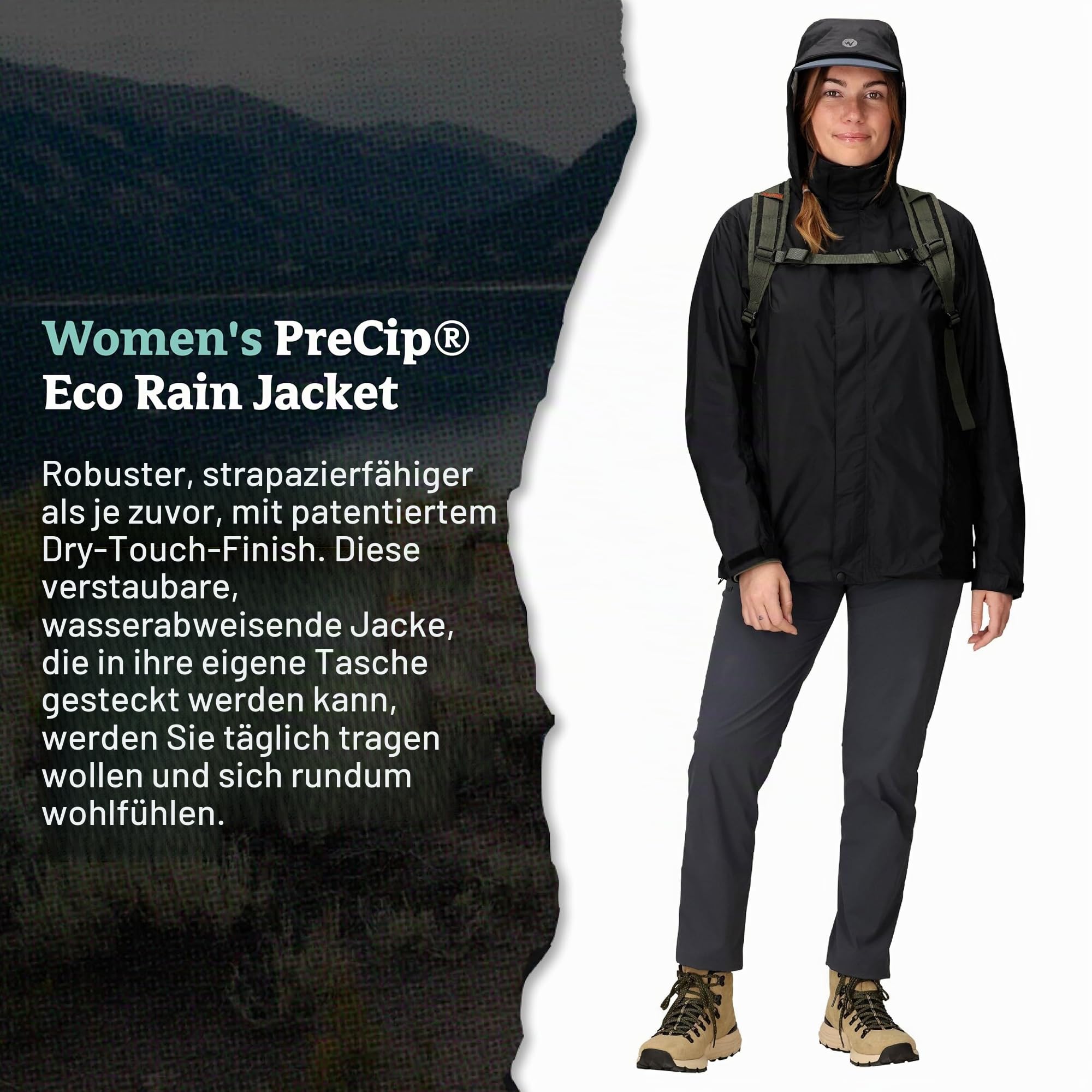 Marmot Damen Wm's PreCip Eco Jacket, Wasserdichte Regenjacke, winddichter Regenmantel, atmungsaktiv, faltbarer Hardshell Windbreaker, ideal zum Fahrradfahren & Wandern