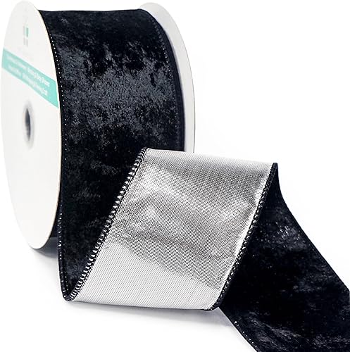 CT CRAFT LLC Cinta de terciopelo con alambre para decoración del hogar de Navidad, envoltura de regalos, manualidades de bricolaje, 2.5 pulgadas x