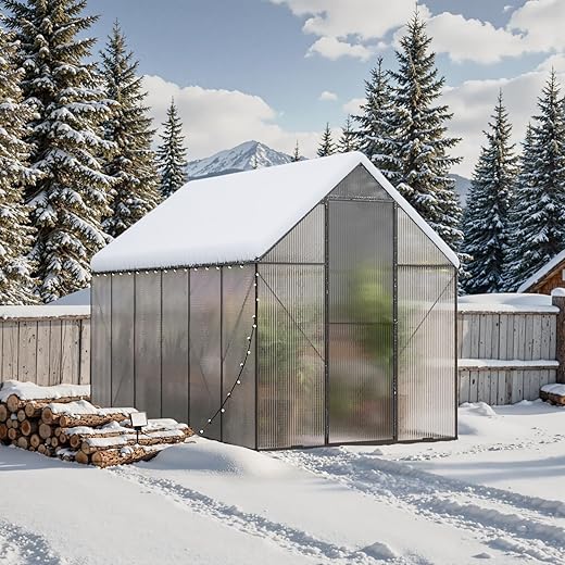 Green House for Outside, Greenhouse for Outdoor, Backyard Green House, Walk-in Garden Greenhouse, Heavy Duty Polycarbonate Greenhouses 6x12