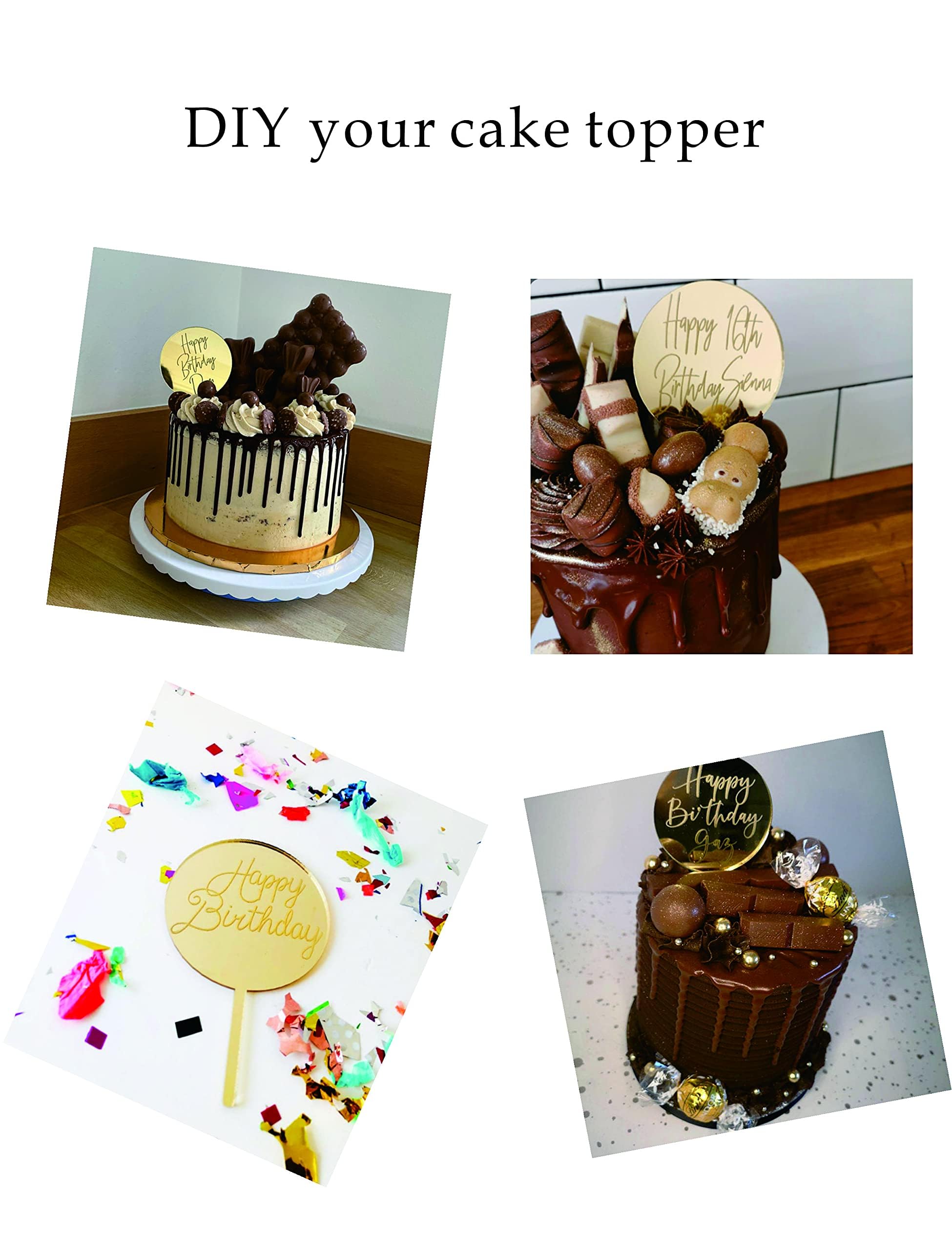 Decorazioni per torte in acrilico trasparente, vuote, fai da te, decorazioni per torte di compleanno, per matrimoni, fidanzamenti, feste nuziali, lauree, 10 pezzi in acrilico trasparente