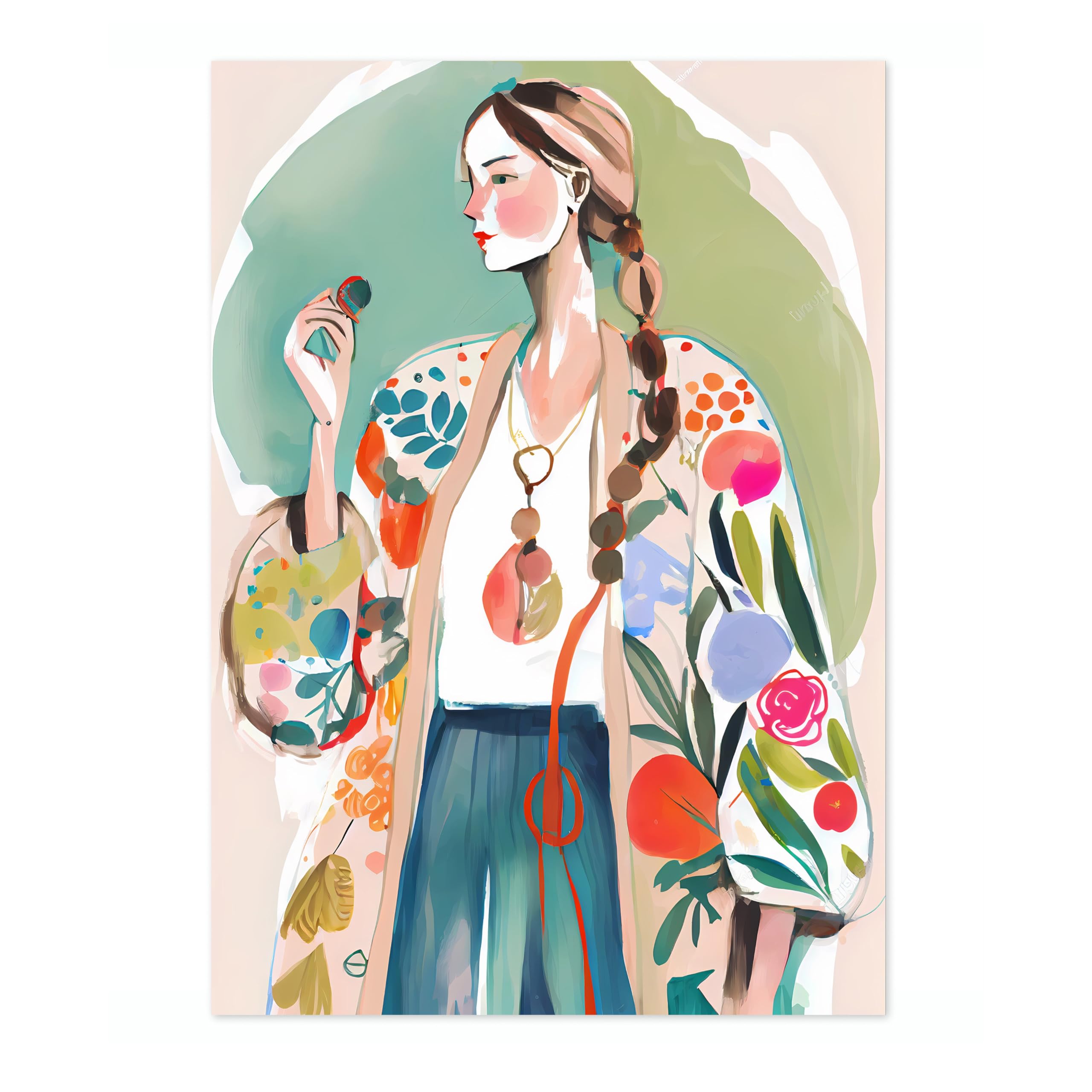 Chic Boho Room Decor Wall Art, Watercolour Poster, Maximalist Decor Aesthetic Print, Bedroom Gallery Artwork, Archival Matte, A5 (Print Only) - 21x14.8cm โ image 1