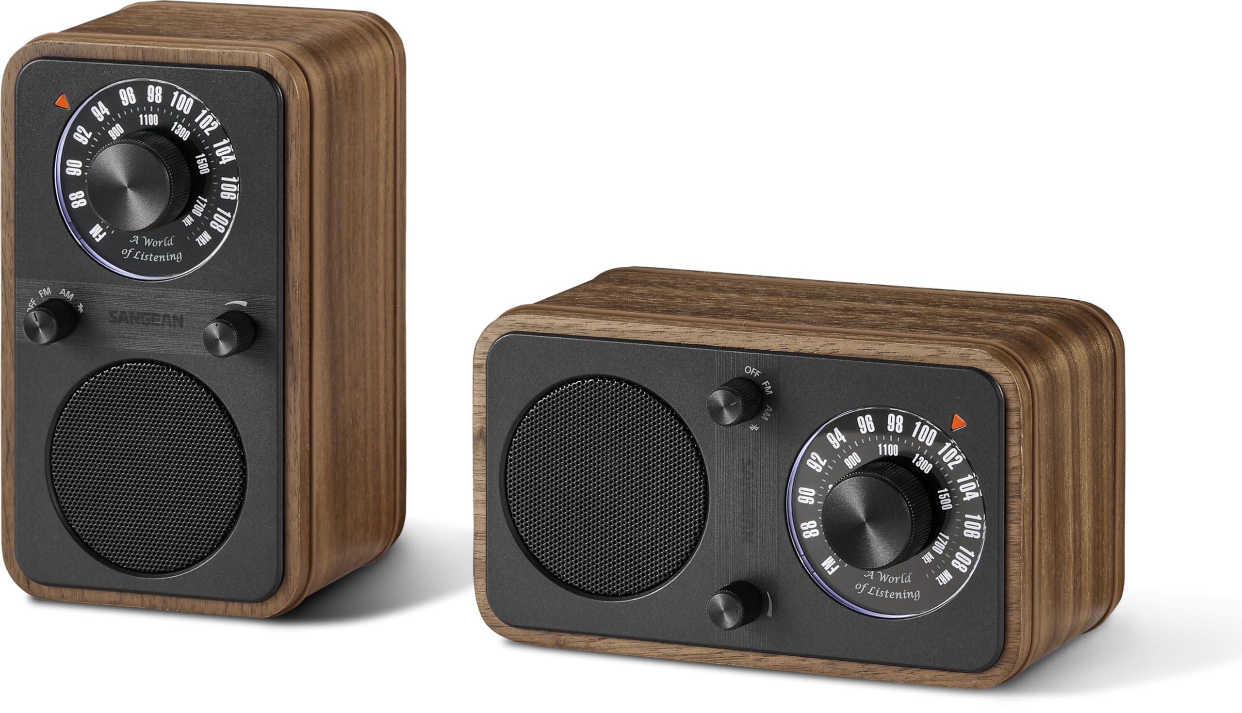 Sangean WR-9 Portables FM-Radio Echtholz-Geh?use flexible Aufstellm?glichkeit Nussbaum Vintage (A500548)