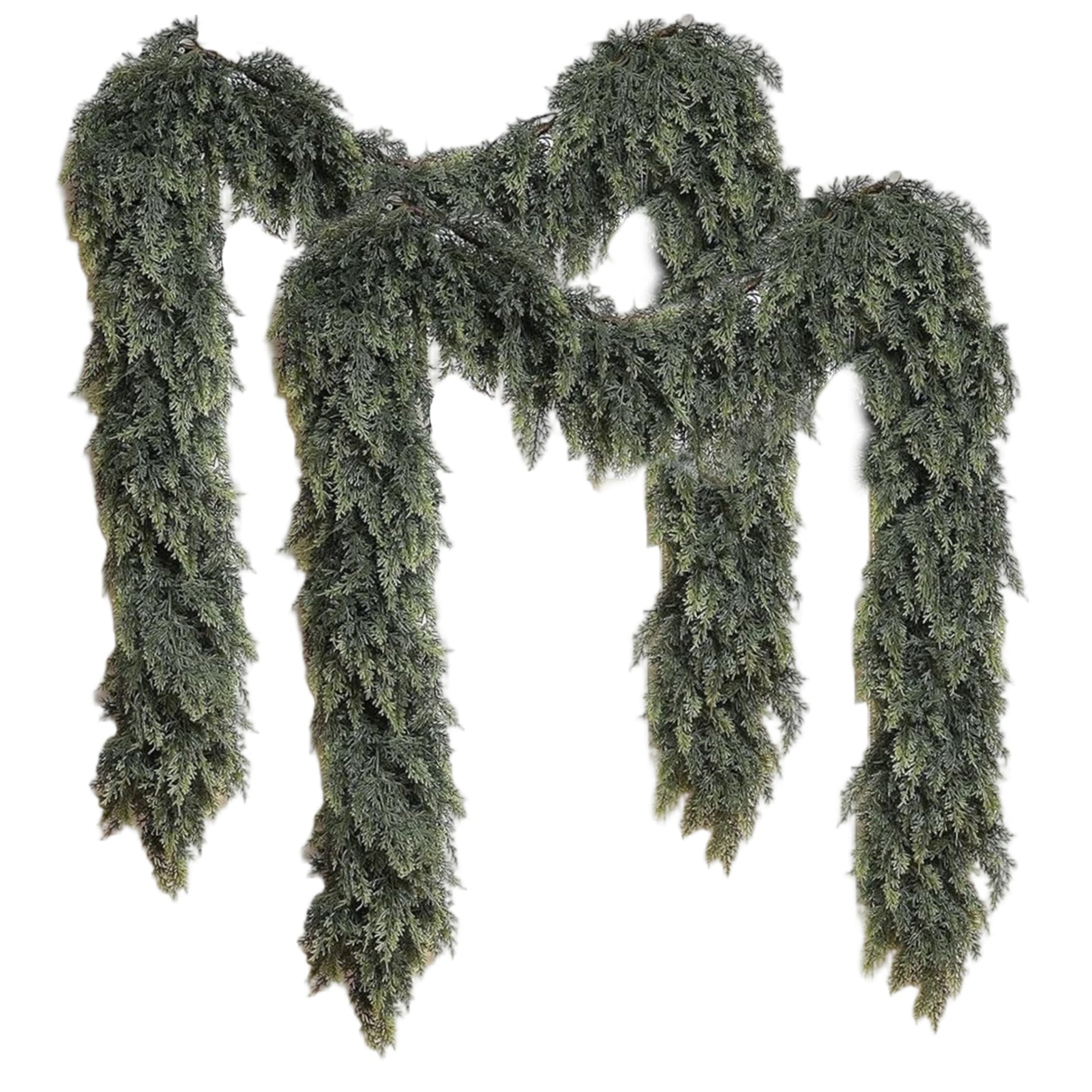 Guirlande de cèdre Noël 1,8m lot de 2 pour décoration de cheminée