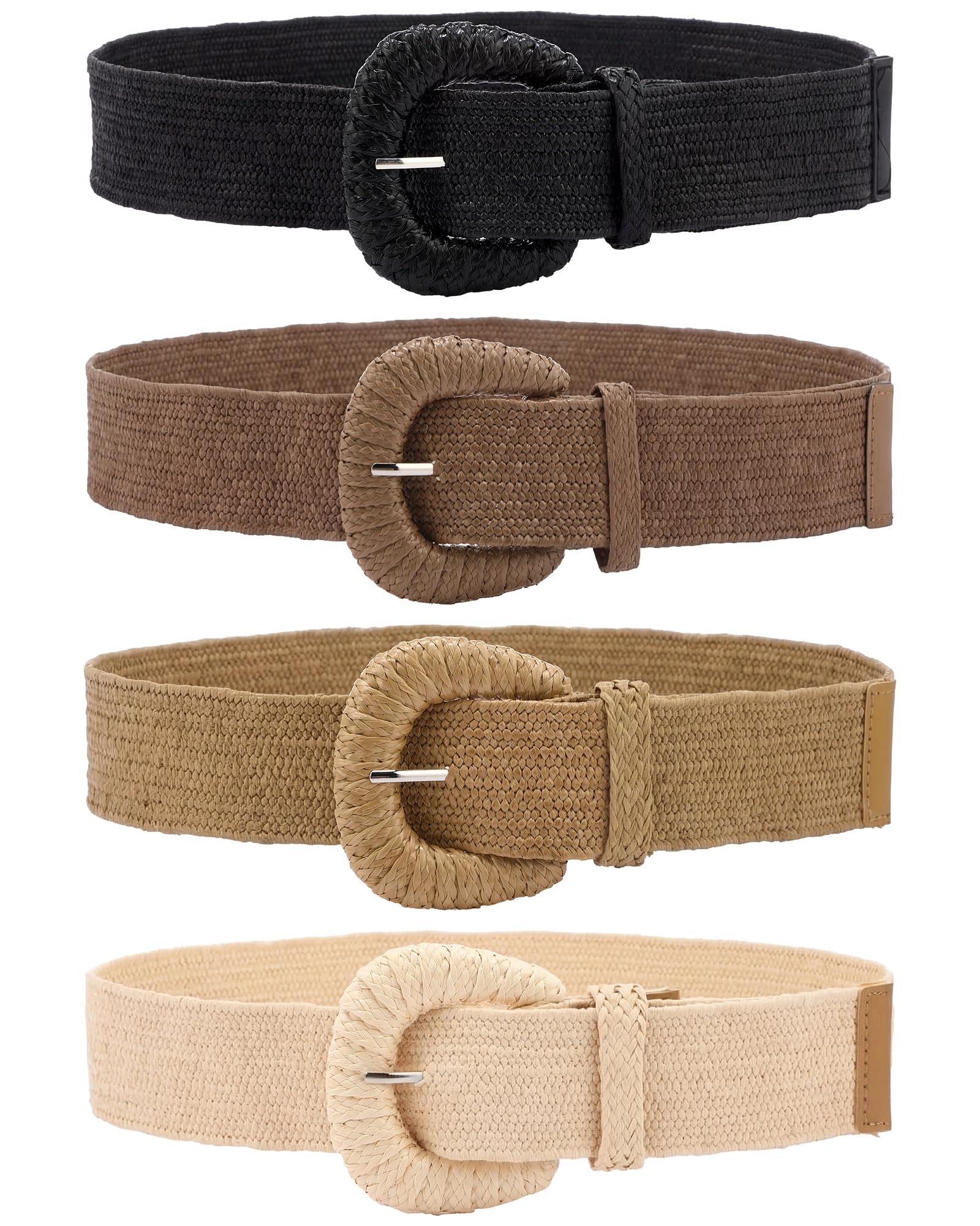 WILLBOND 4 Pcs Women Stretch Wide Straw Belt