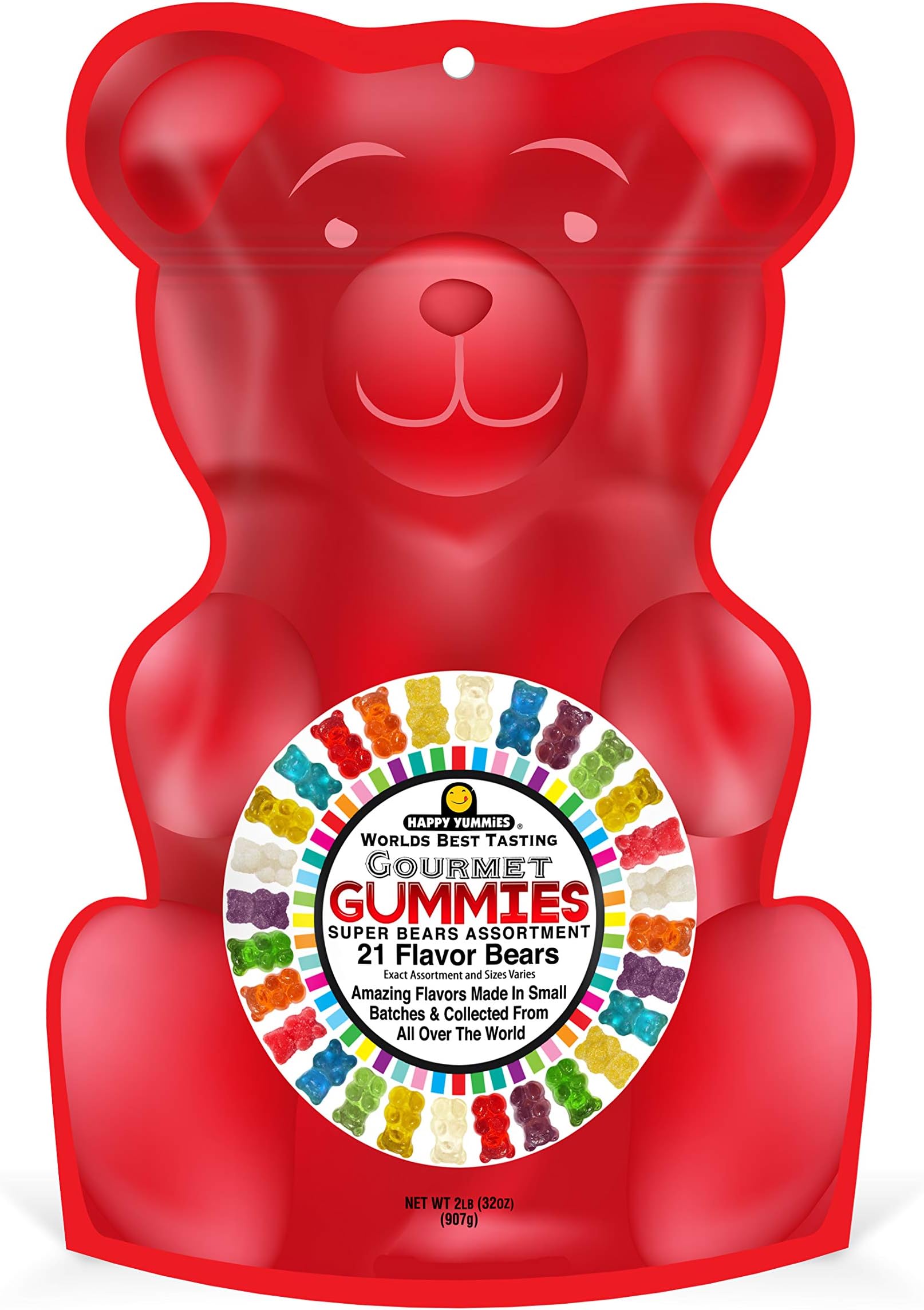 Happy Yummies Worlds Best Tasting Gourmet Gummy Candy All in One Assortment 2lb Bear Bag (1 Pack)
